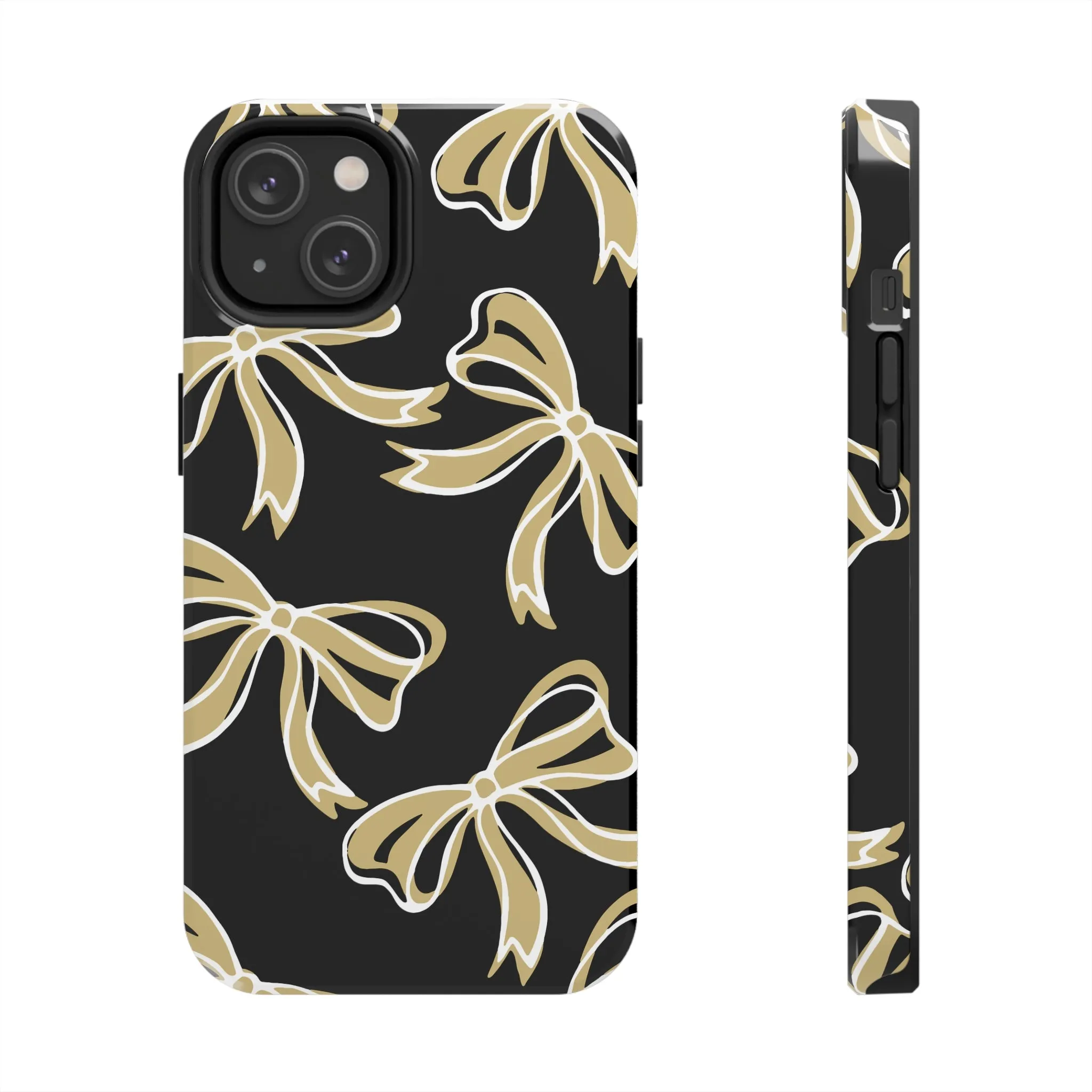 Trendy Bow Phone Case, Bed Party Bow Iphone case, Bow Phone Case, - Black and Gold, UC Boulder, UCF, Wake Forest