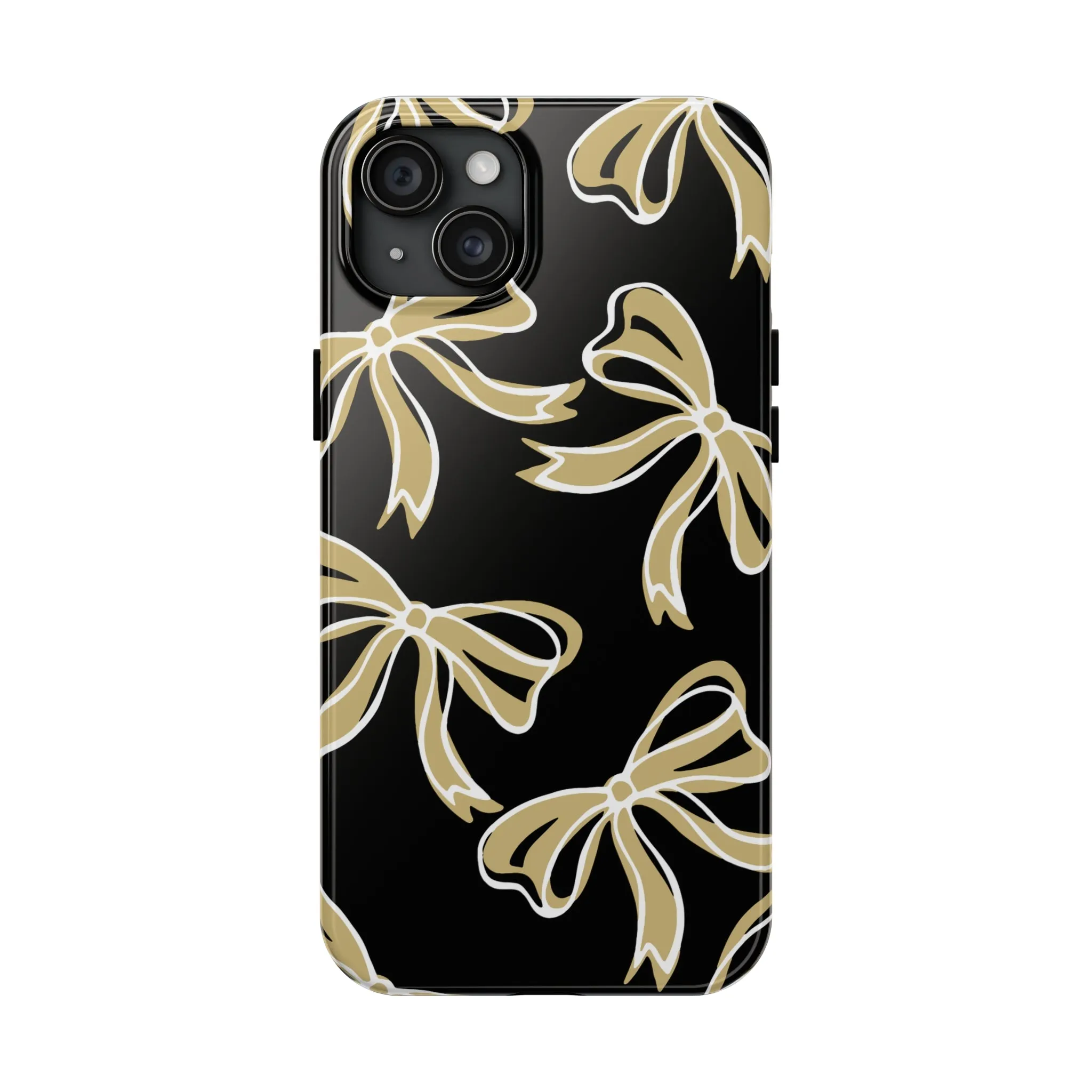 Trendy Bow Phone Case, Bed Party Bow Iphone case, Bow Phone Case, - Black and Gold, UC Boulder, UCF, Wake Forest