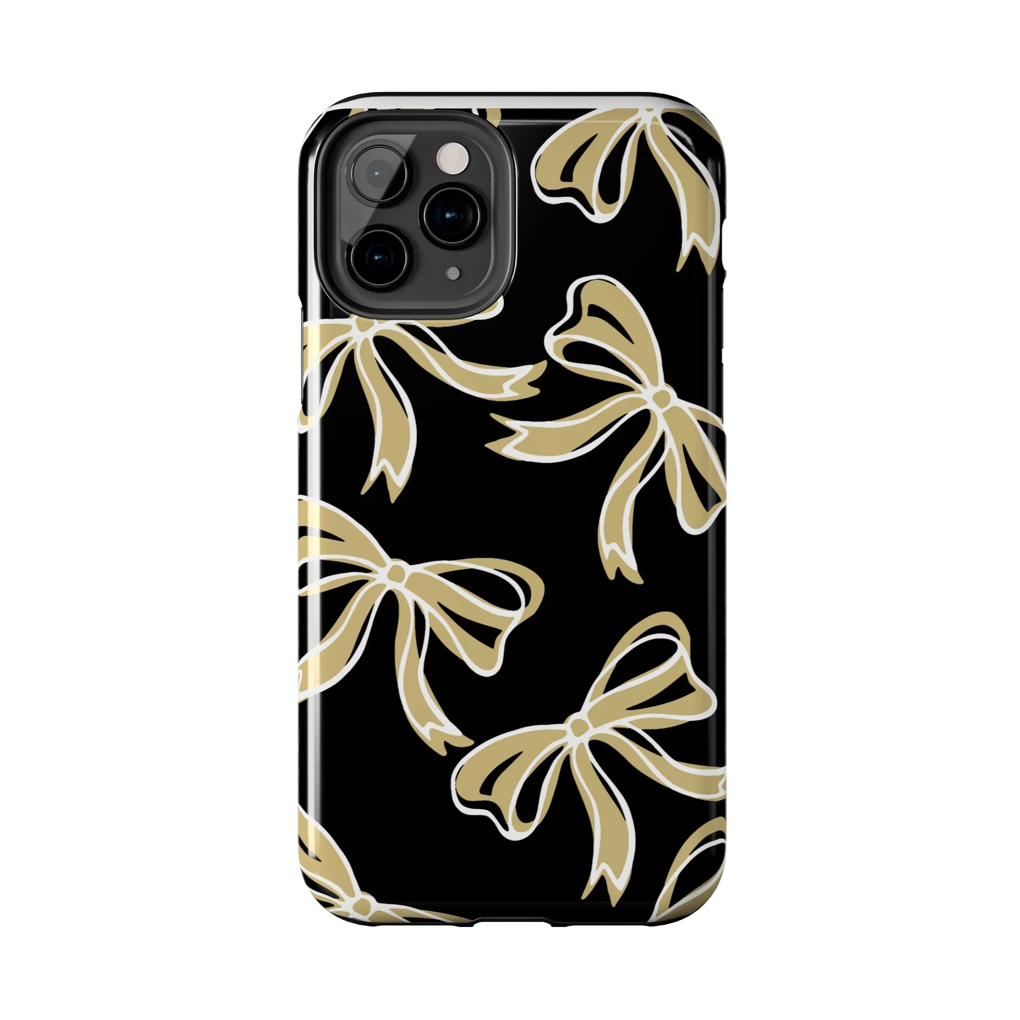 Trendy Bow Phone Case, Bed Party Bow Iphone case, Bow Phone Case, - Black and Gold, UC Boulder, UCF, Wake Forest