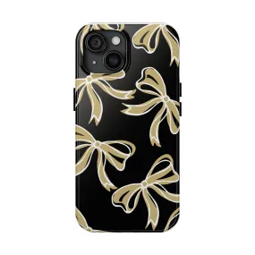 Trendy Bow Phone Case, Bed Party Bow Iphone case, Bow Phone Case, - Black and Gold, UC Boulder, UCF, Wake Forest