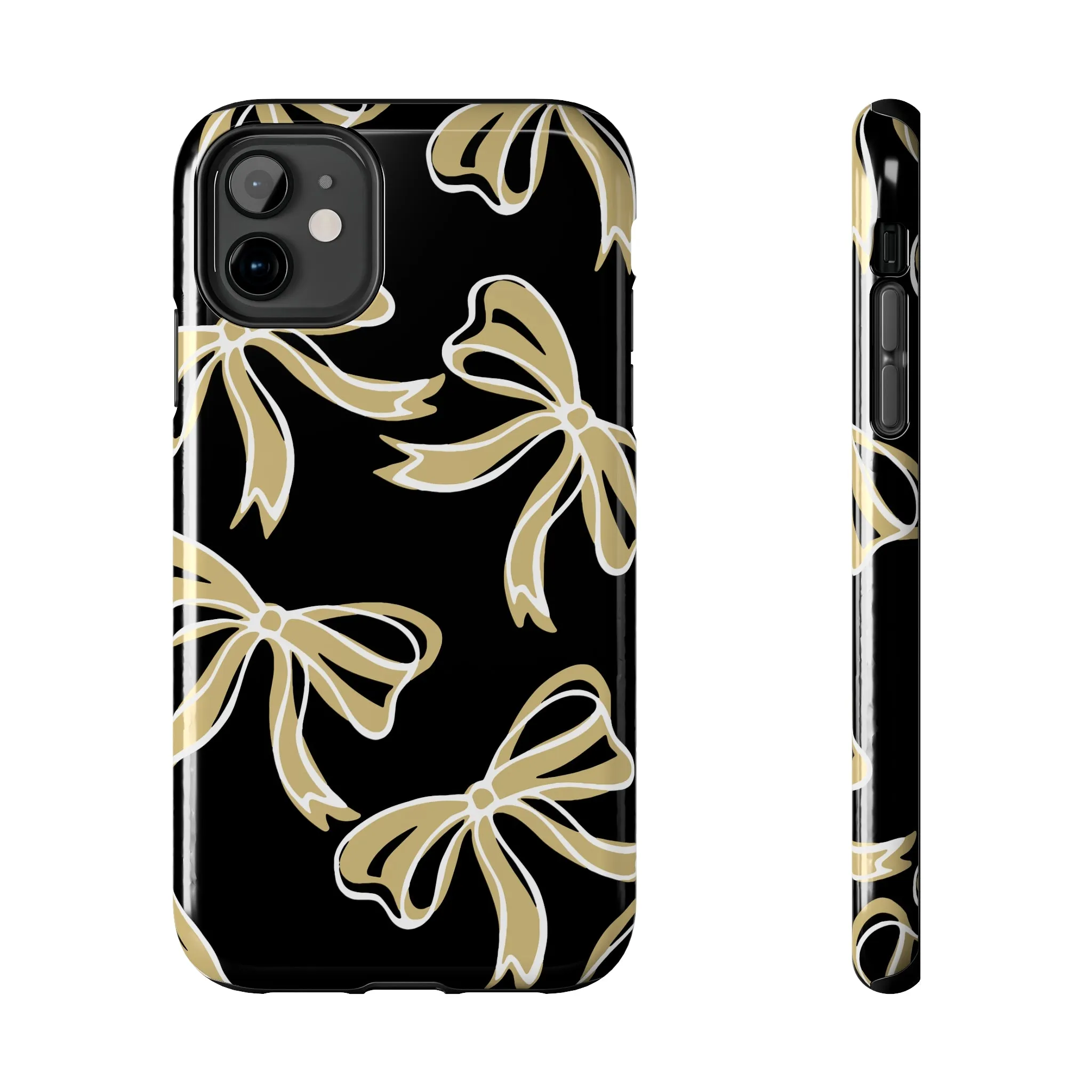 Trendy Bow Phone Case, Bed Party Bow Iphone case, Bow Phone Case, - Black and Gold, UC Boulder, UCF, Wake Forest