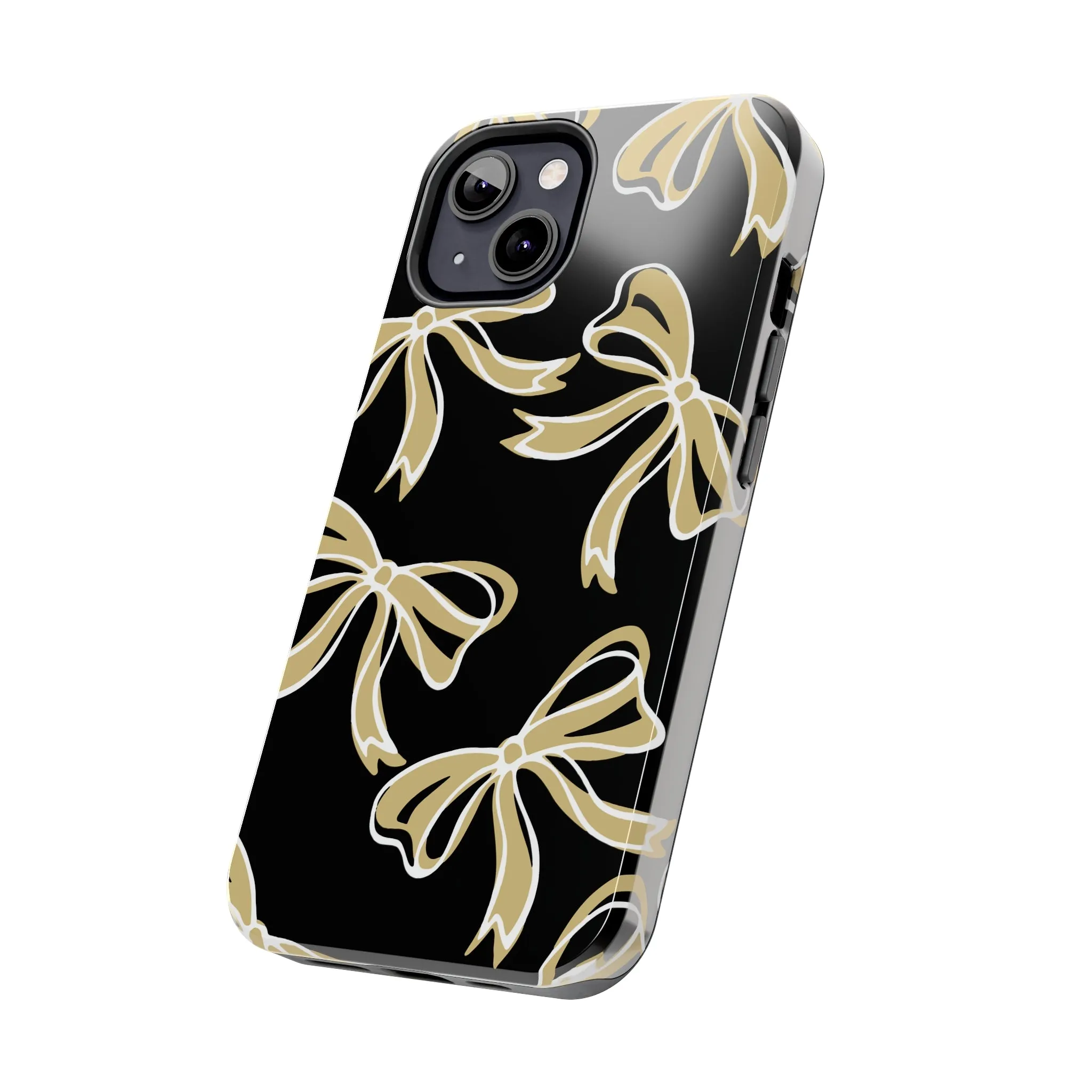 Trendy Bow Phone Case, Bed Party Bow Iphone case, Bow Phone Case, - Black and Gold, UC Boulder, UCF, Wake Forest