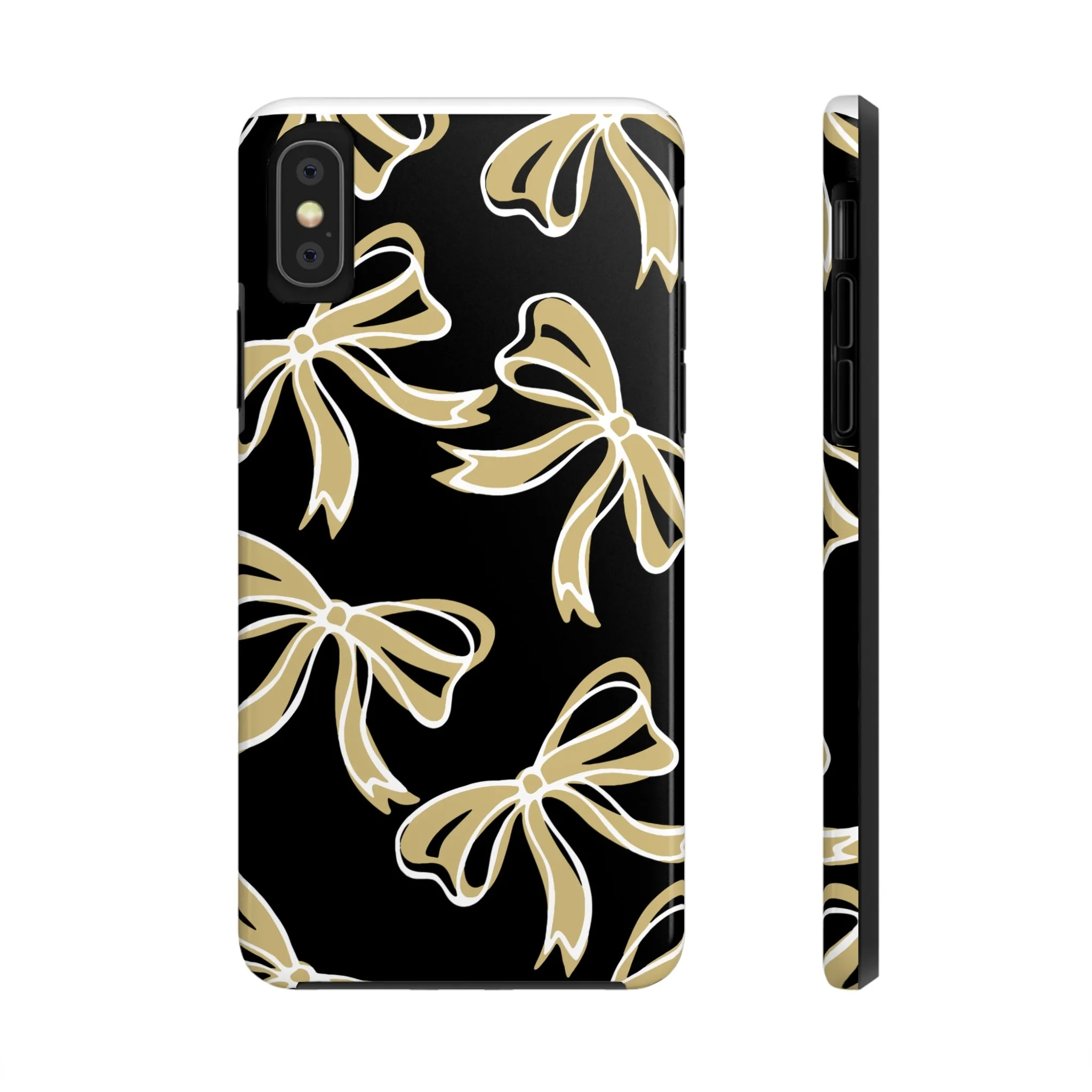 Trendy Bow Phone Case, Bed Party Bow Iphone case, Bow Phone Case, - Black and Gold, UC Boulder, UCF, Wake Forest