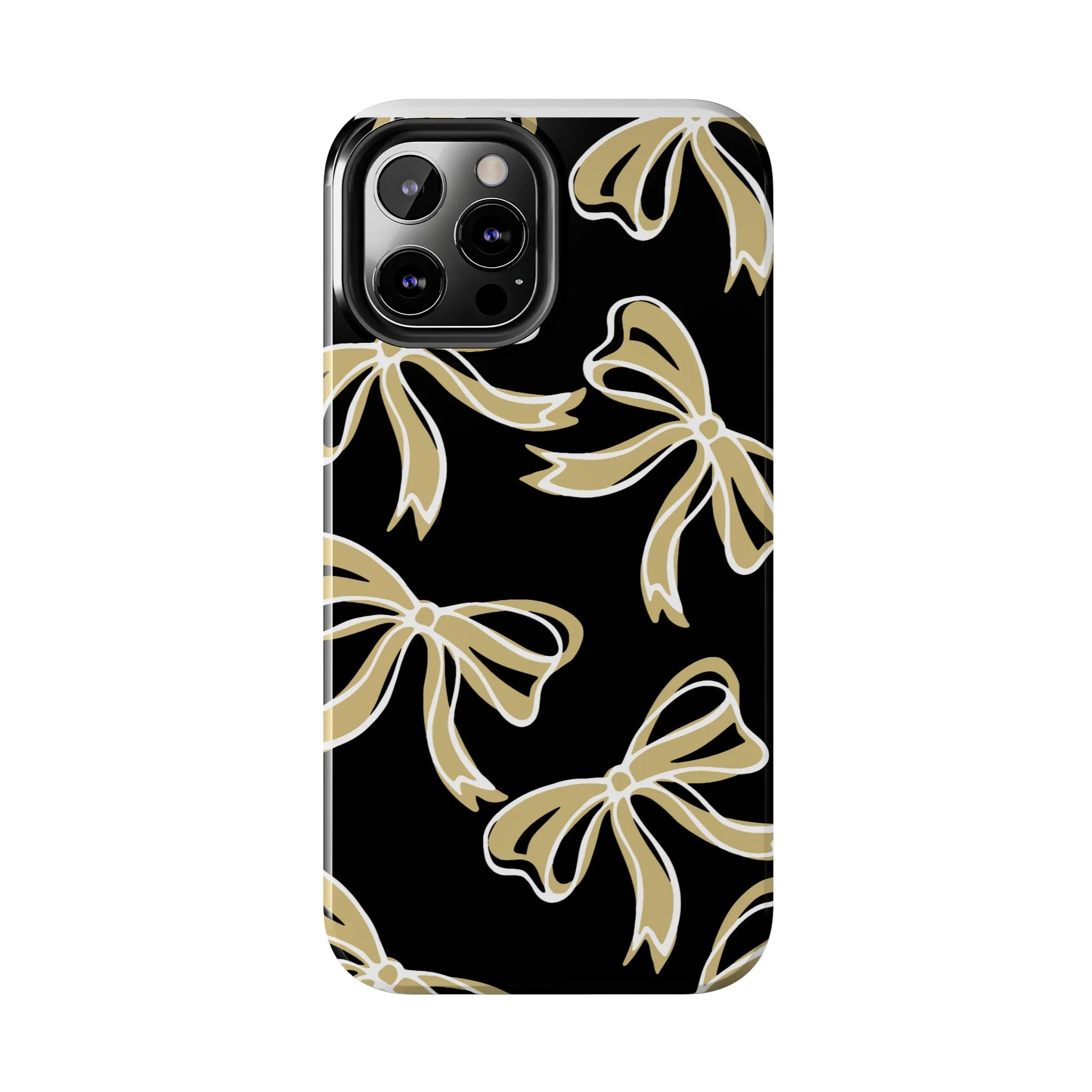 Trendy Bow Phone Case, Bed Party Bow Iphone case, Bow Phone Case, - Black and Gold, UC Boulder, UCF, Wake Forest