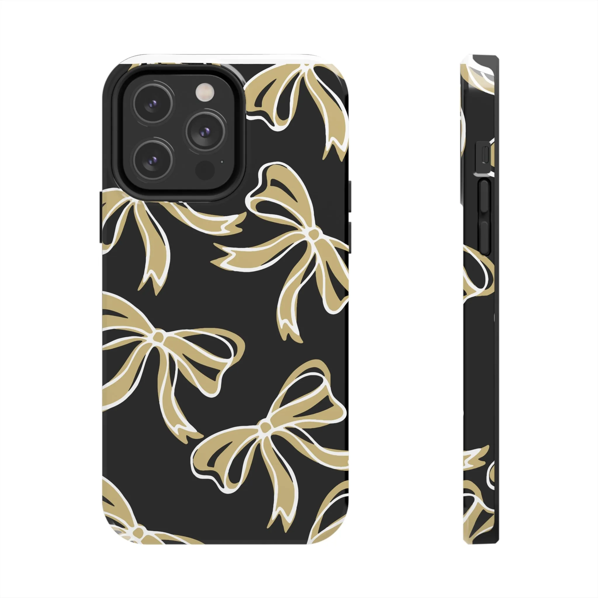 Trendy Bow Phone Case, Bed Party Bow Iphone case, Bow Phone Case, - Black and Gold, UC Boulder, UCF, Wake Forest