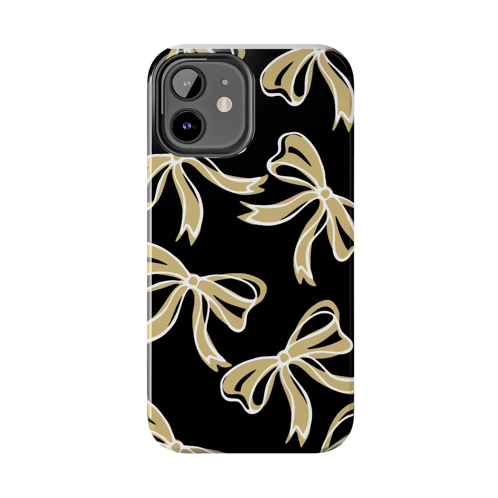 Trendy Bow Phone Case, Bed Party Bow Iphone case, Bow Phone Case, - Black and Gold, UC Boulder, UCF, Wake Forest