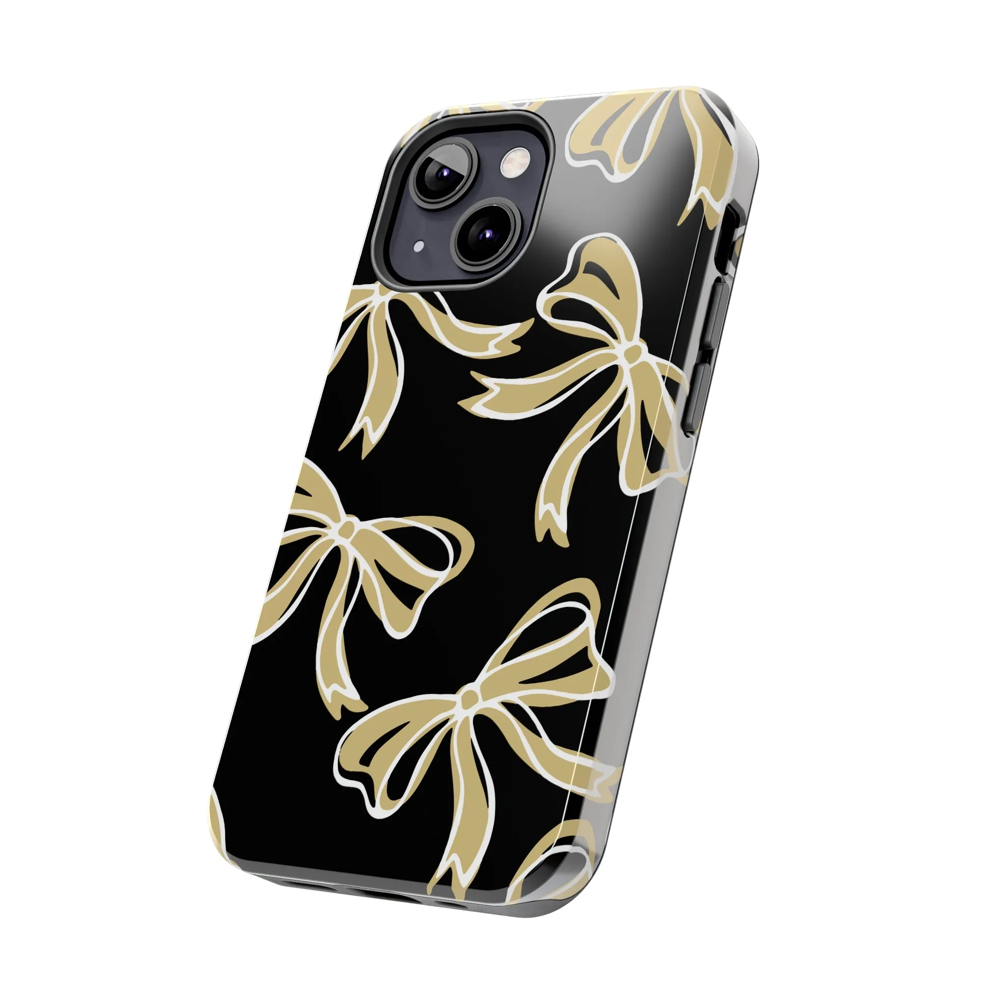 Trendy Bow Phone Case, Bed Party Bow Iphone case, Bow Phone Case, - Black and Gold, UC Boulder, UCF, Wake Forest