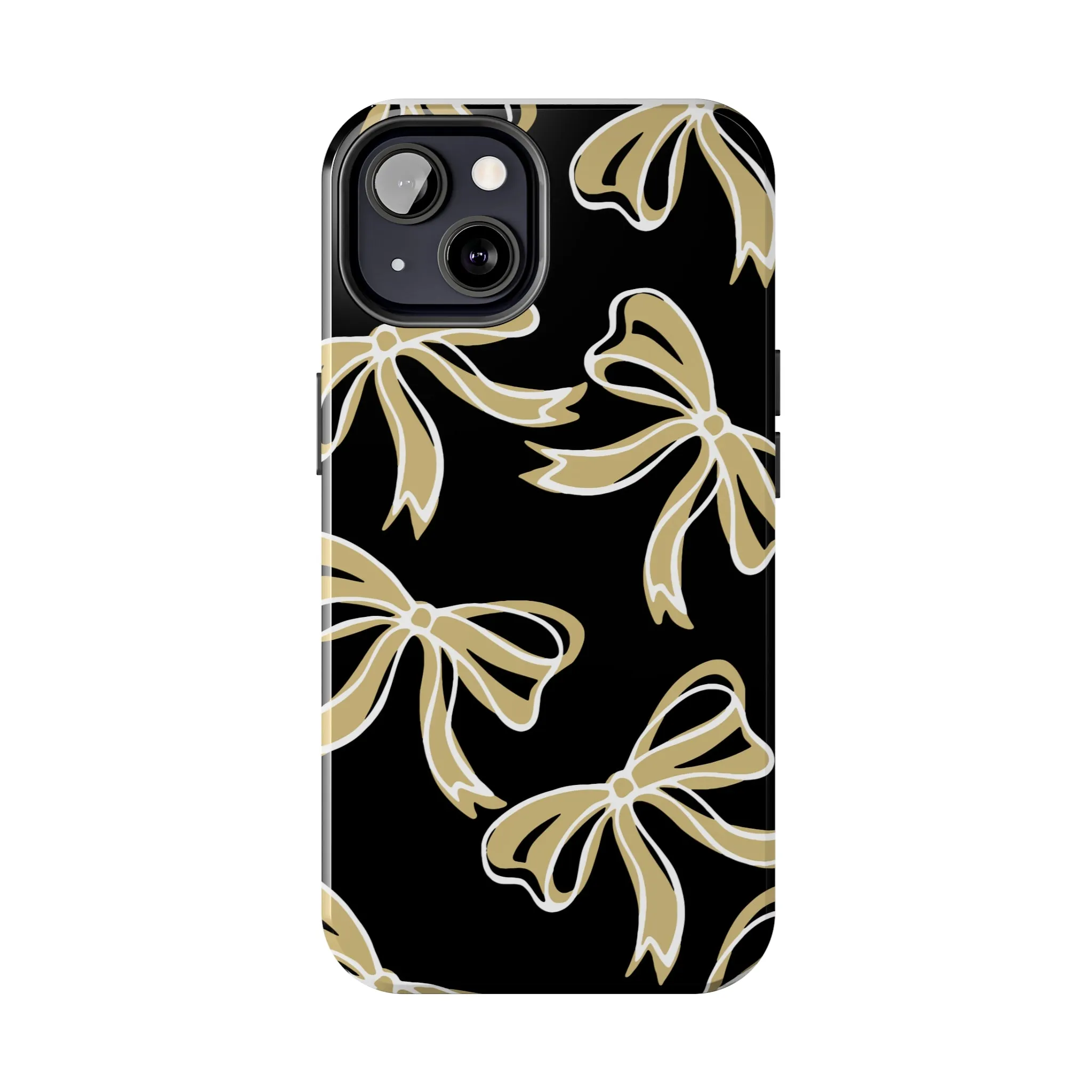 Trendy Bow Phone Case, Bed Party Bow Iphone case, Bow Phone Case, - Black and Gold, UC Boulder, UCF, Wake Forest