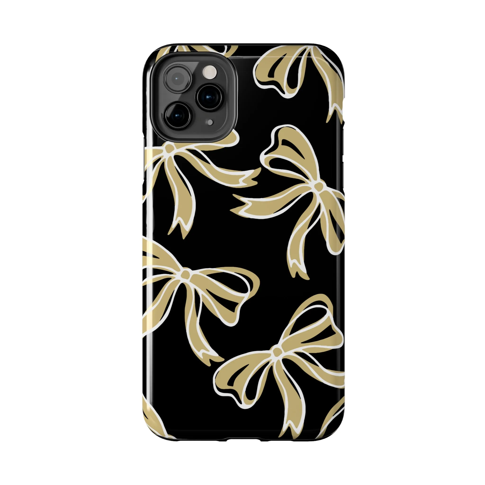 Trendy Bow Phone Case, Bed Party Bow Iphone case, Bow Phone Case, - Black and Gold, UC Boulder, UCF, Wake Forest