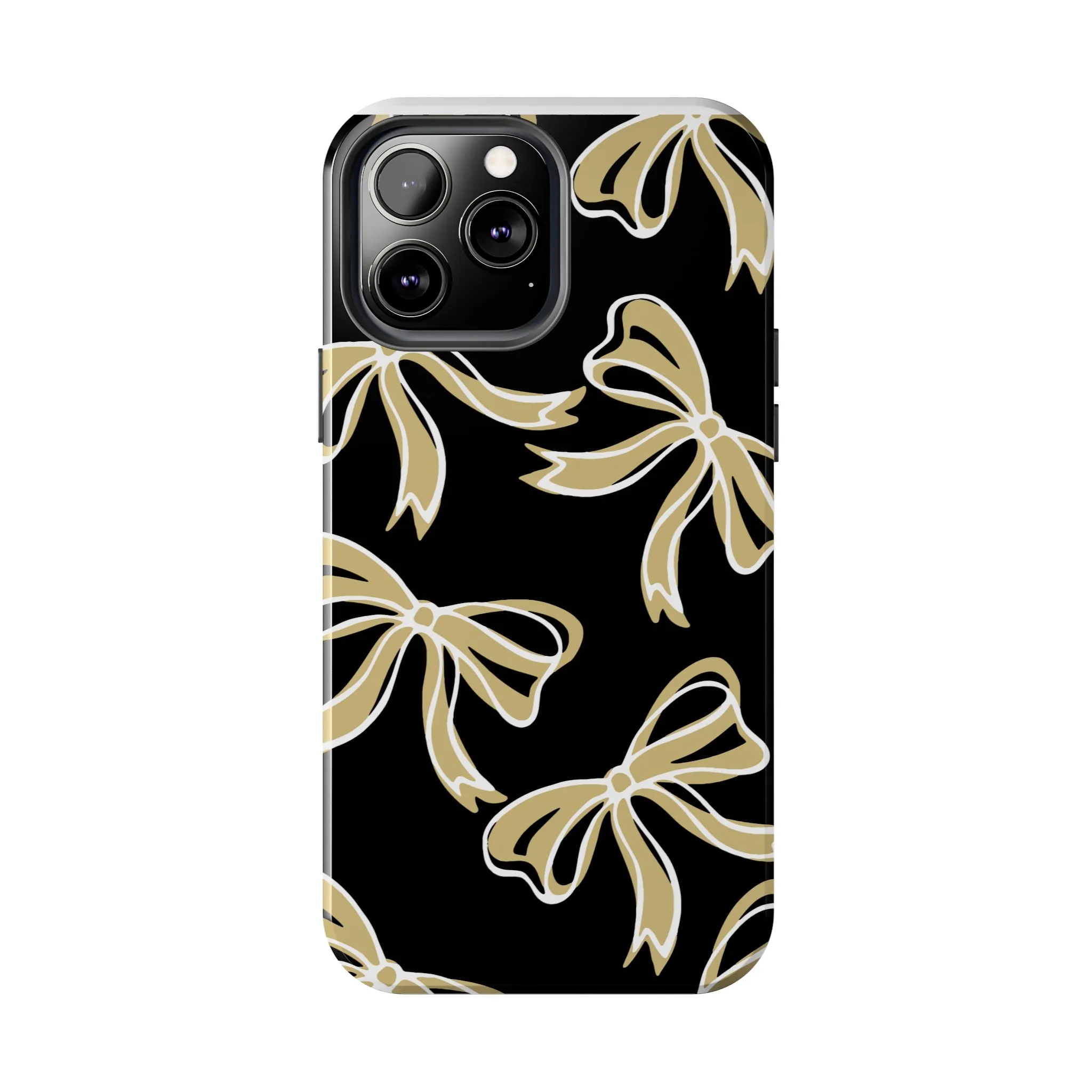 Trendy Bow Phone Case, Bed Party Bow Iphone case, Bow Phone Case, - Black and Gold, UC Boulder, UCF, Wake Forest