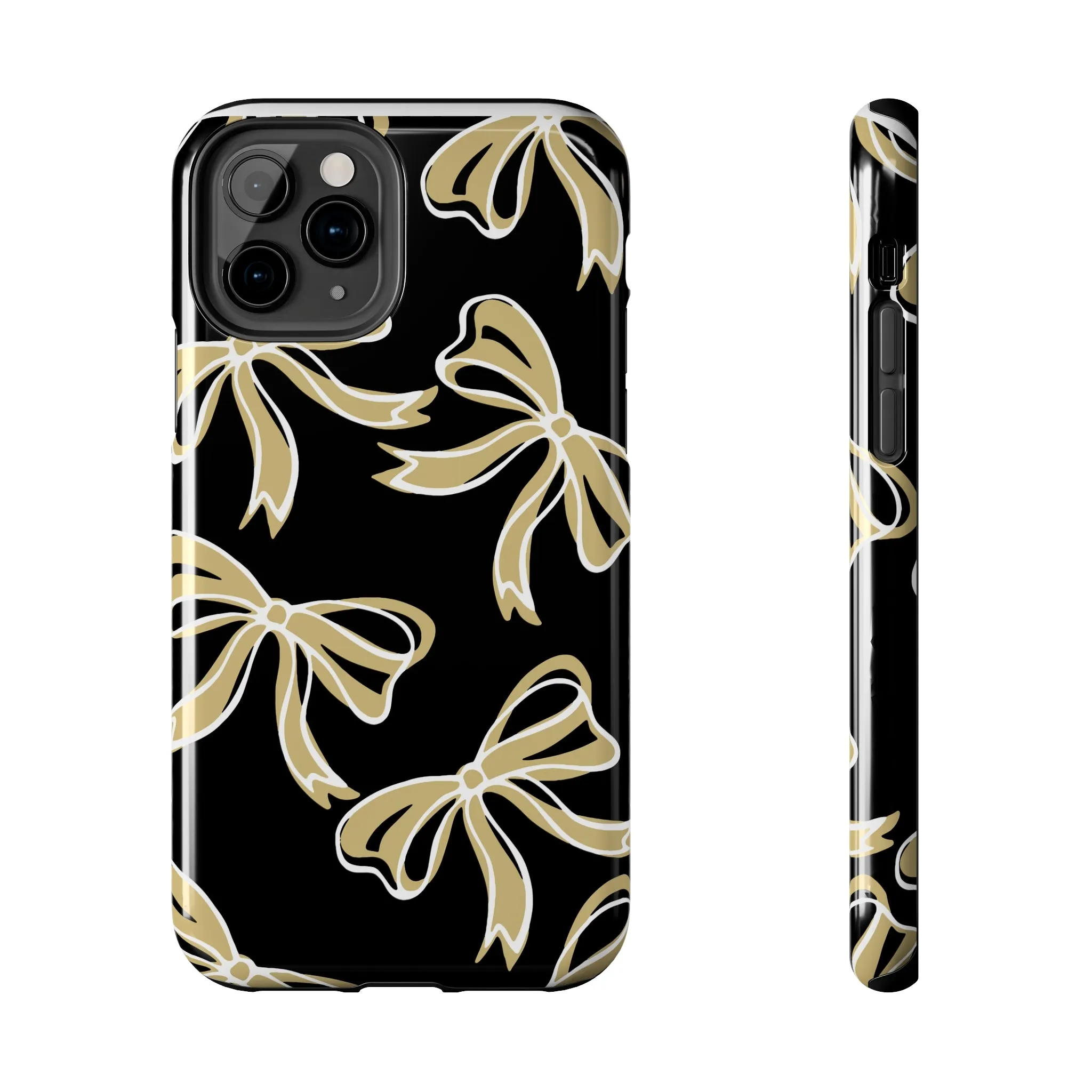 Trendy Bow Phone Case, Bed Party Bow Iphone case, Bow Phone Case, - Black and Gold, UC Boulder, UCF, Wake Forest