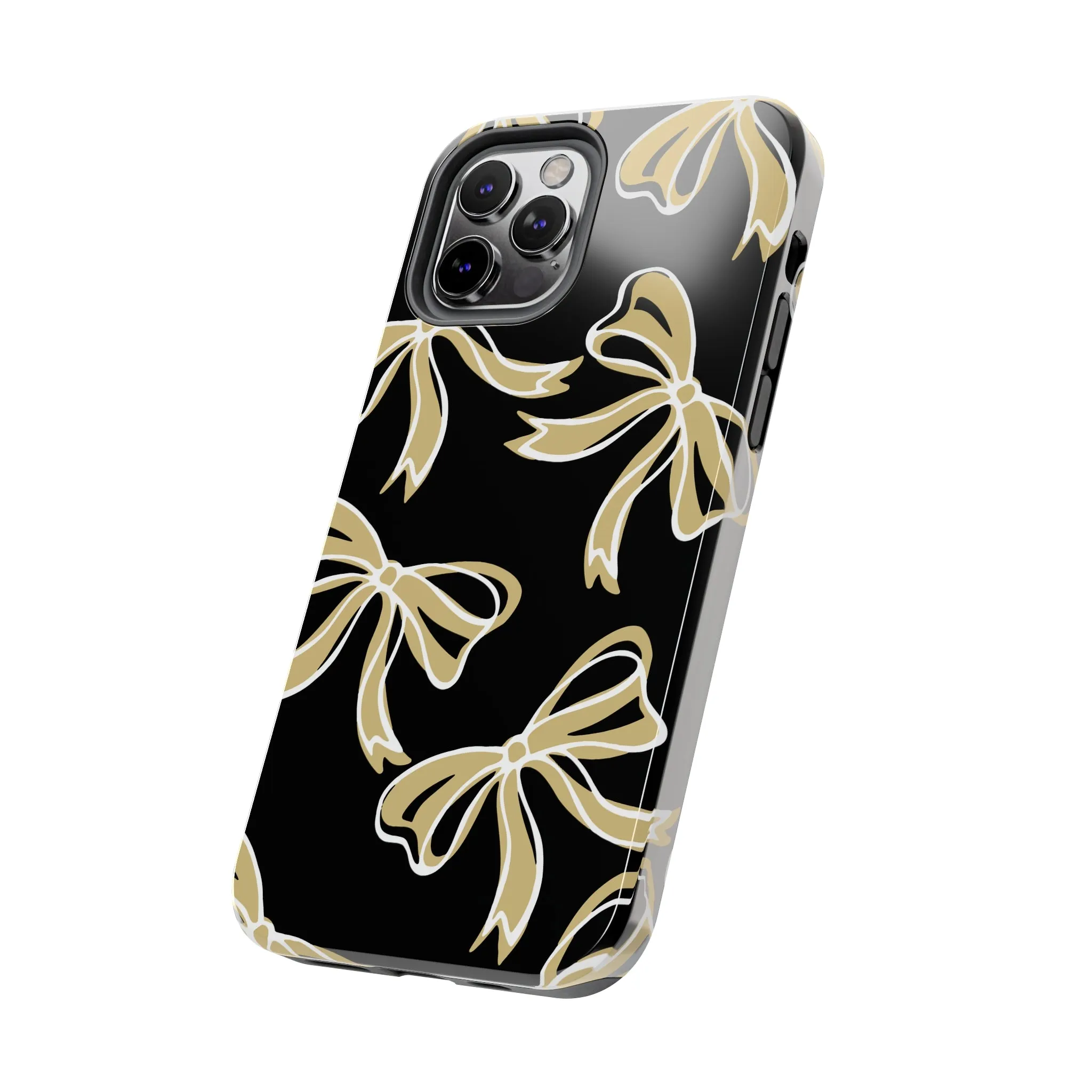 Trendy Bow Phone Case, Bed Party Bow Iphone case, Bow Phone Case, - Black and Gold, UC Boulder, UCF, Wake Forest