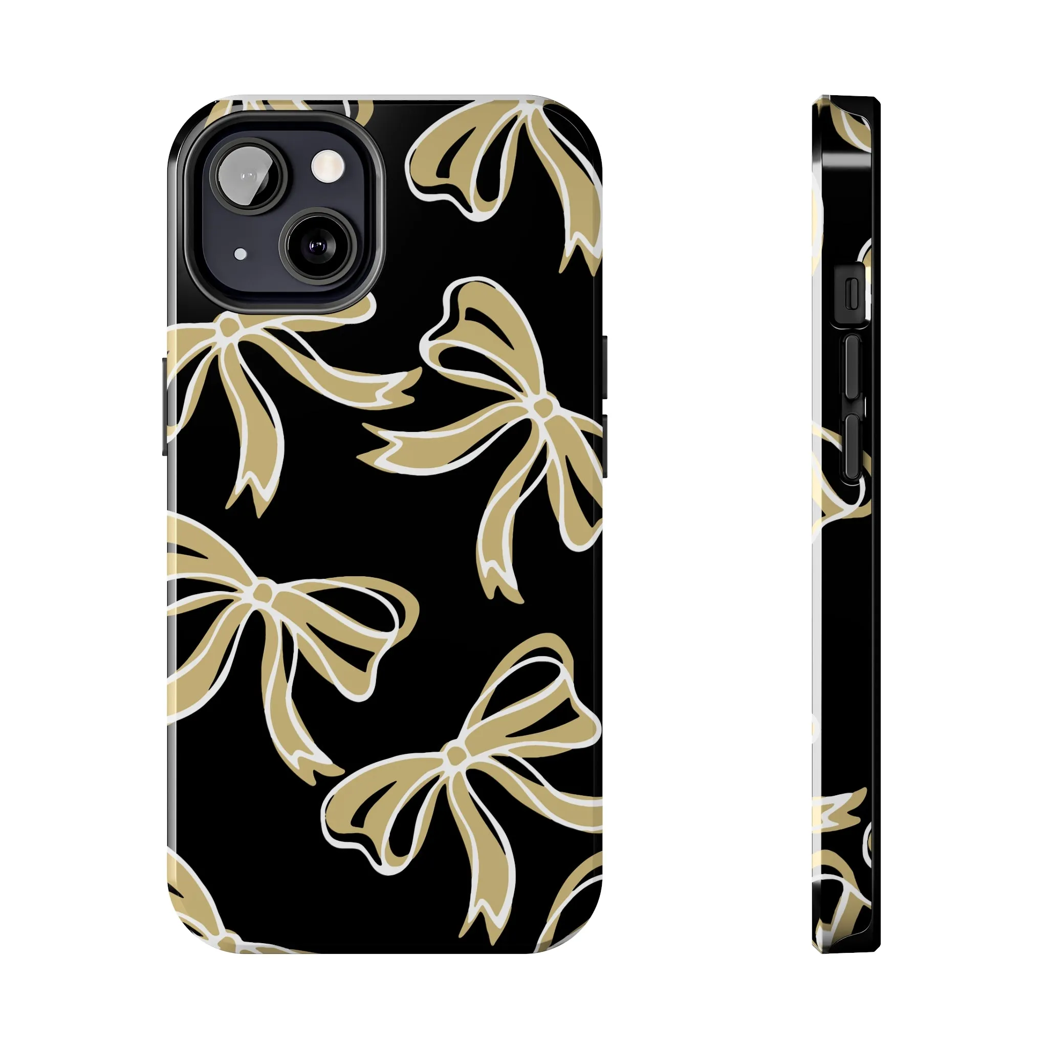 Trendy Bow Phone Case, Bed Party Bow Iphone case, Bow Phone Case, - Black and Gold, UC Boulder, UCF, Wake Forest