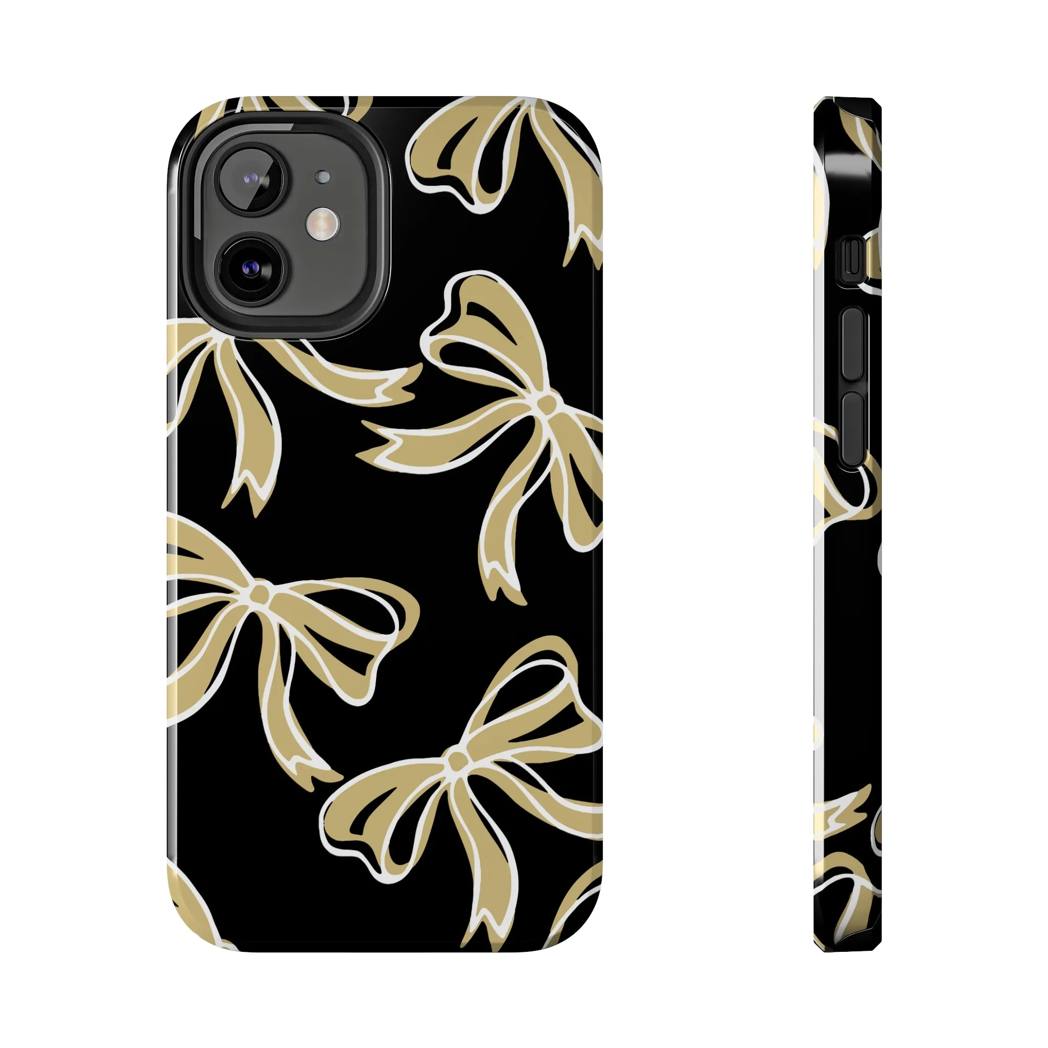 Trendy Bow Phone Case, Bed Party Bow Iphone case, Bow Phone Case, - Black and Gold, UC Boulder, UCF, Wake Forest