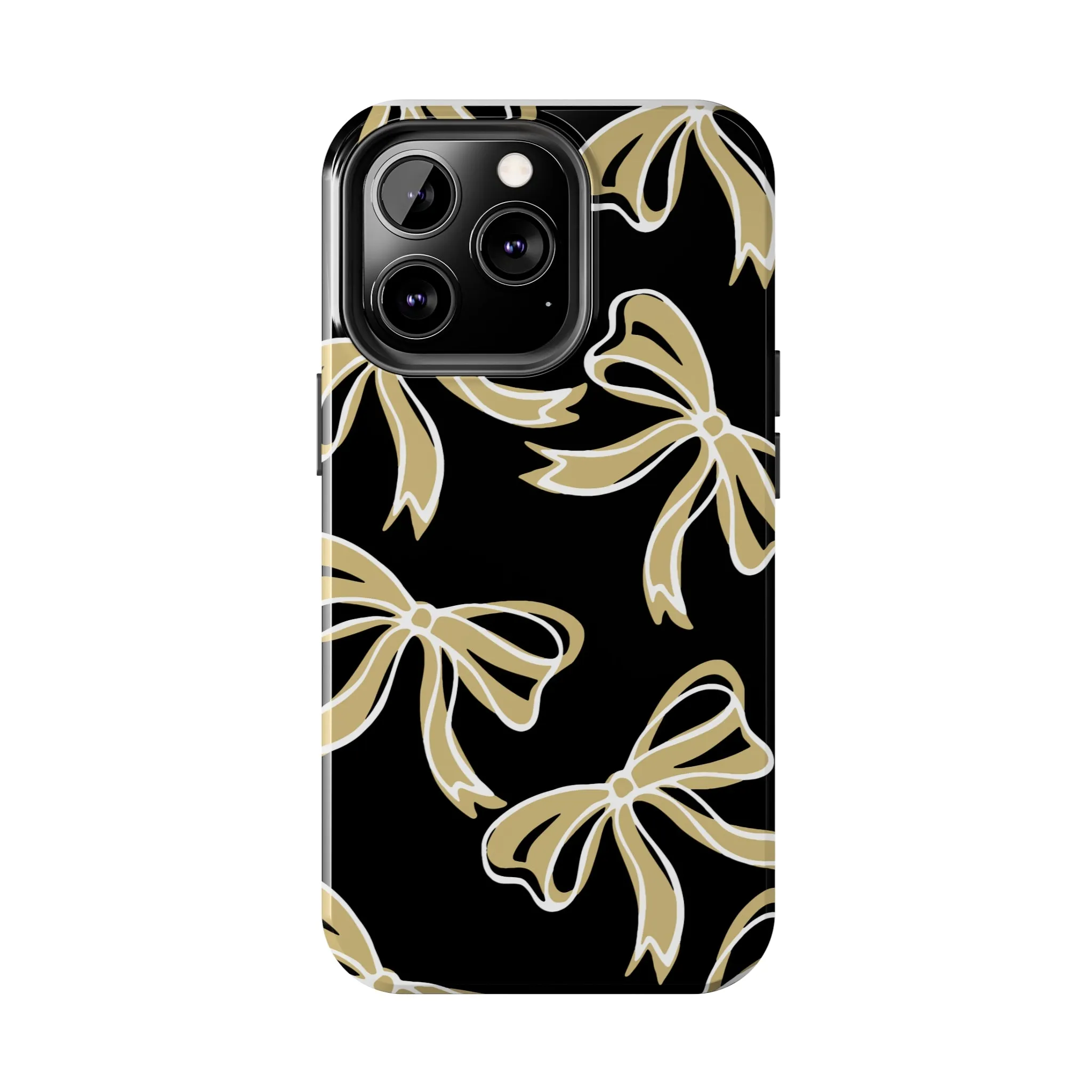 Trendy Bow Phone Case, Bed Party Bow Iphone case, Bow Phone Case, - Black and Gold, UC Boulder, UCF, Wake Forest