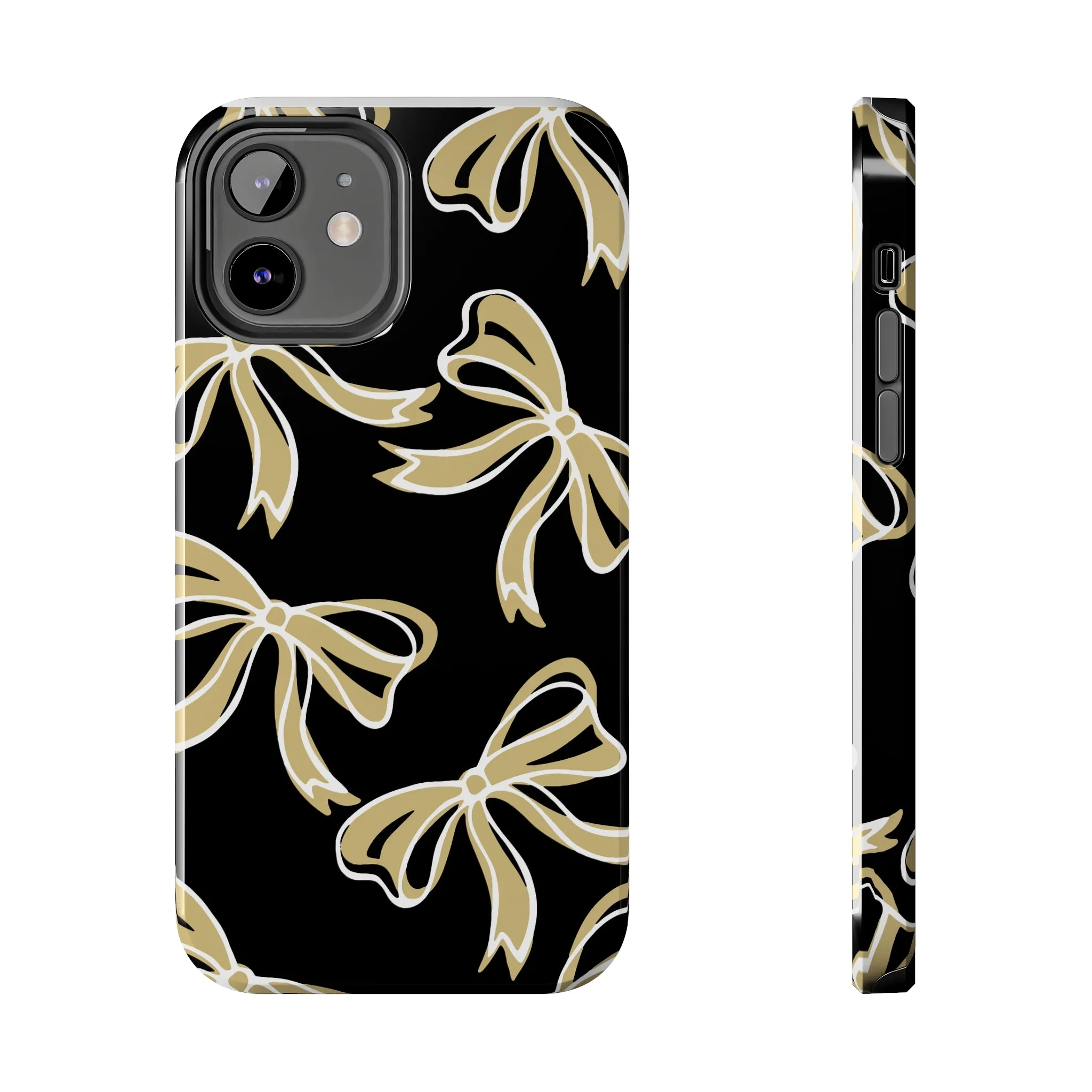 Trendy Bow Phone Case, Bed Party Bow Iphone case, Bow Phone Case, - Black and Gold, UC Boulder, UCF, Wake Forest