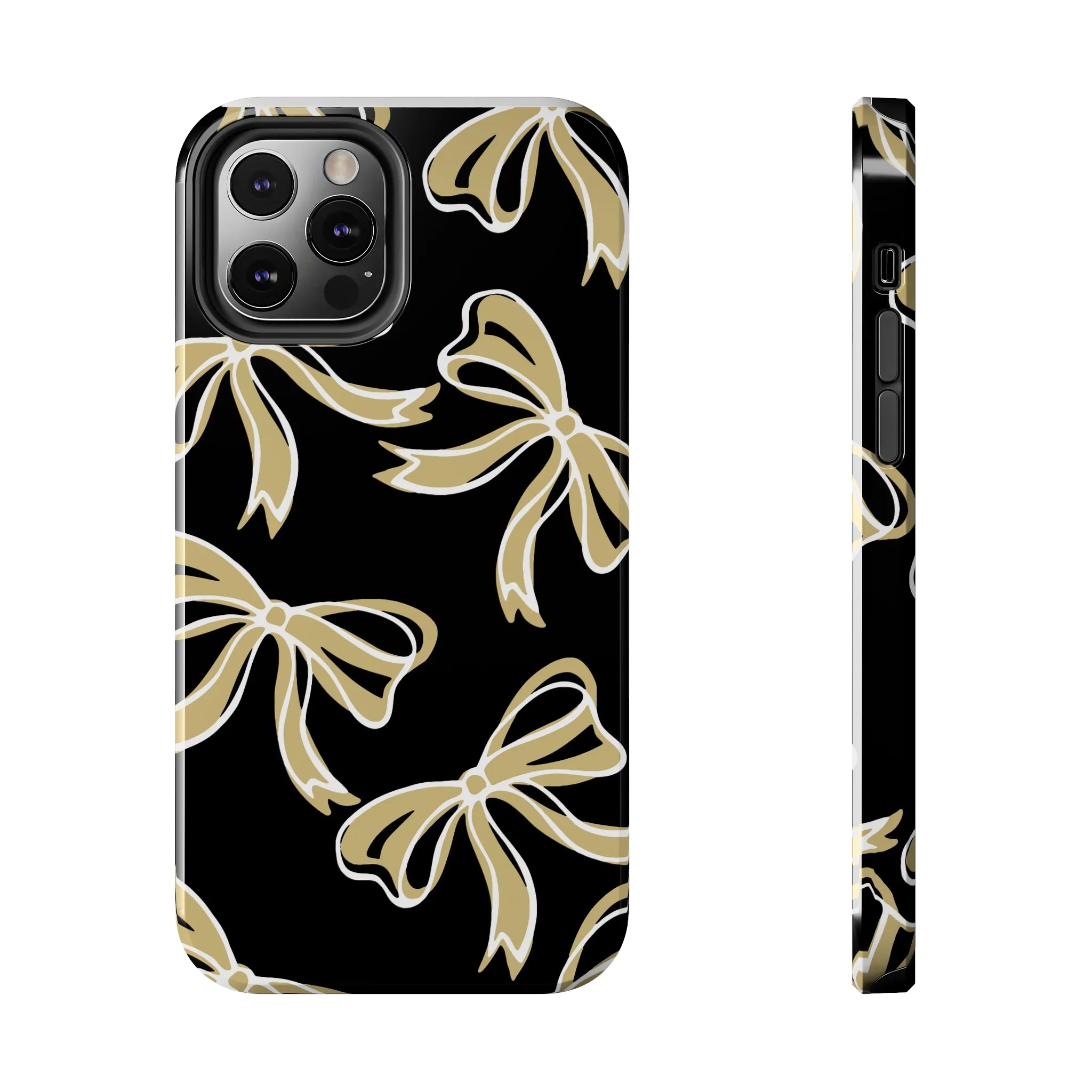 Trendy Bow Phone Case, Bed Party Bow Iphone case, Bow Phone Case, - Black and Gold, UC Boulder, UCF, Wake Forest