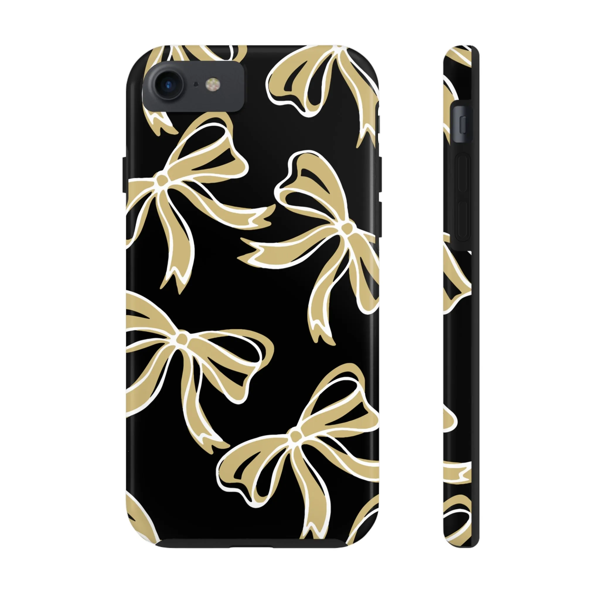 Trendy Bow Phone Case, Bed Party Bow Iphone case, Bow Phone Case, - Black and Gold, UC Boulder, UCF, Wake Forest