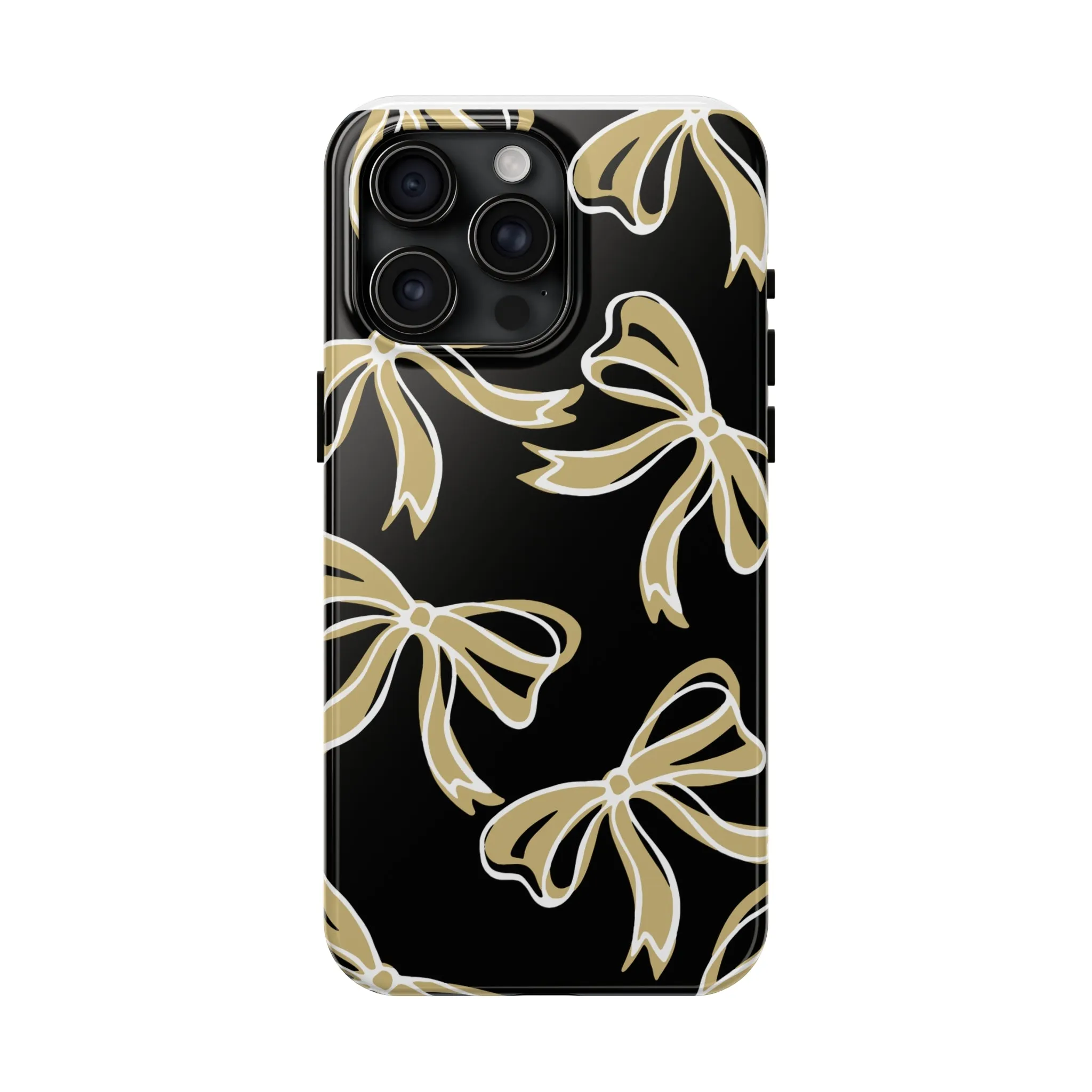 Trendy Bow Phone Case, Bed Party Bow Iphone case, Bow Phone Case, - Black and Gold, UC Boulder, UCF, Wake Forest