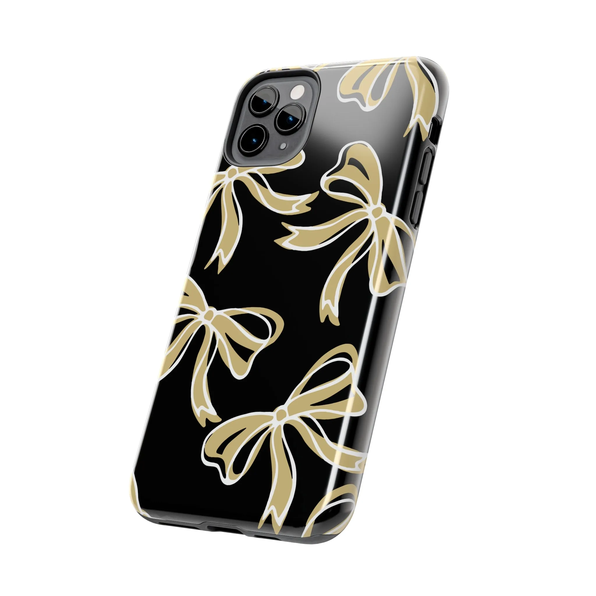 Trendy Bow Phone Case, Bed Party Bow Iphone case, Bow Phone Case, - Black and Gold, UC Boulder, UCF, Wake Forest