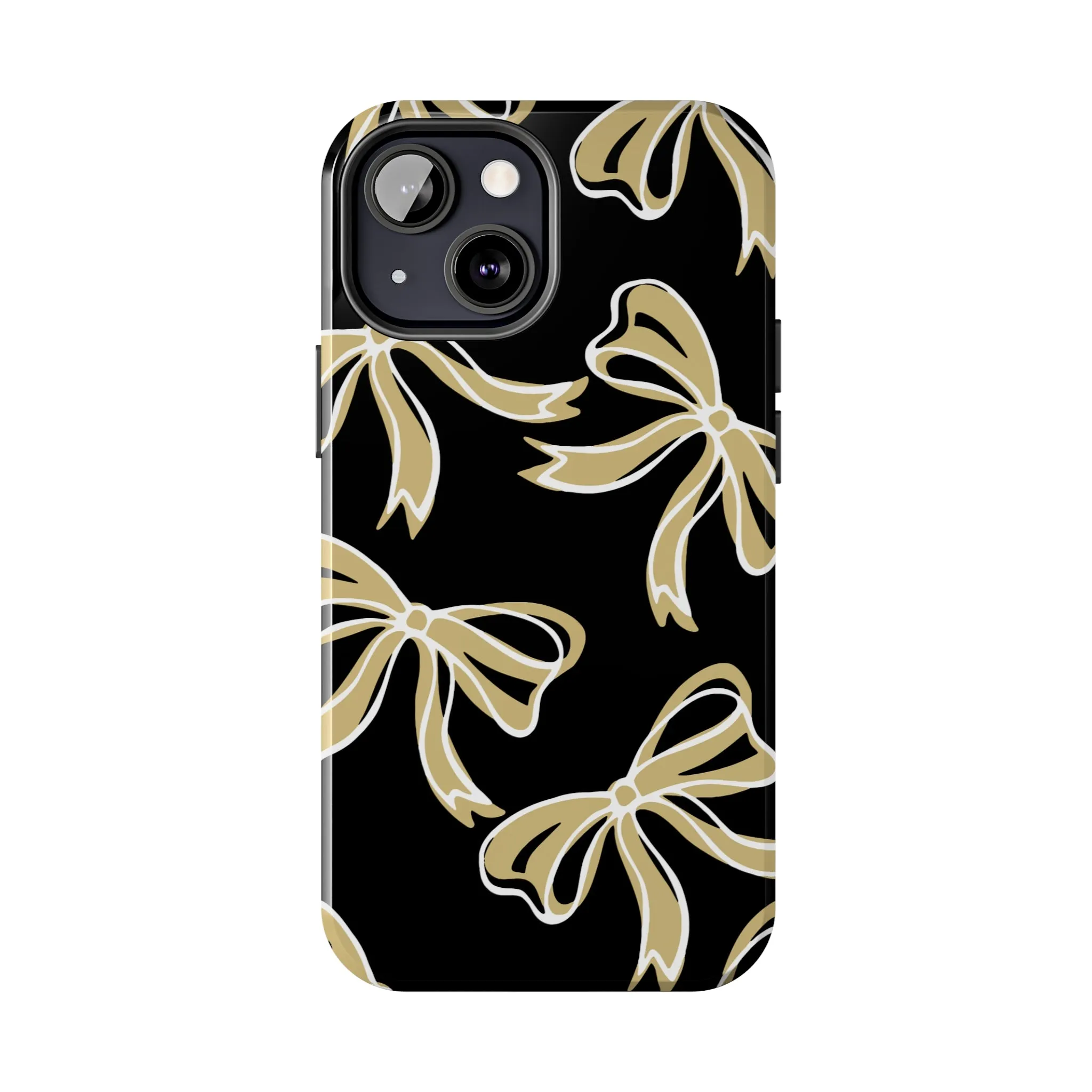 Trendy Bow Phone Case, Bed Party Bow Iphone case, Bow Phone Case, - Black and Gold, UC Boulder, UCF, Wake Forest