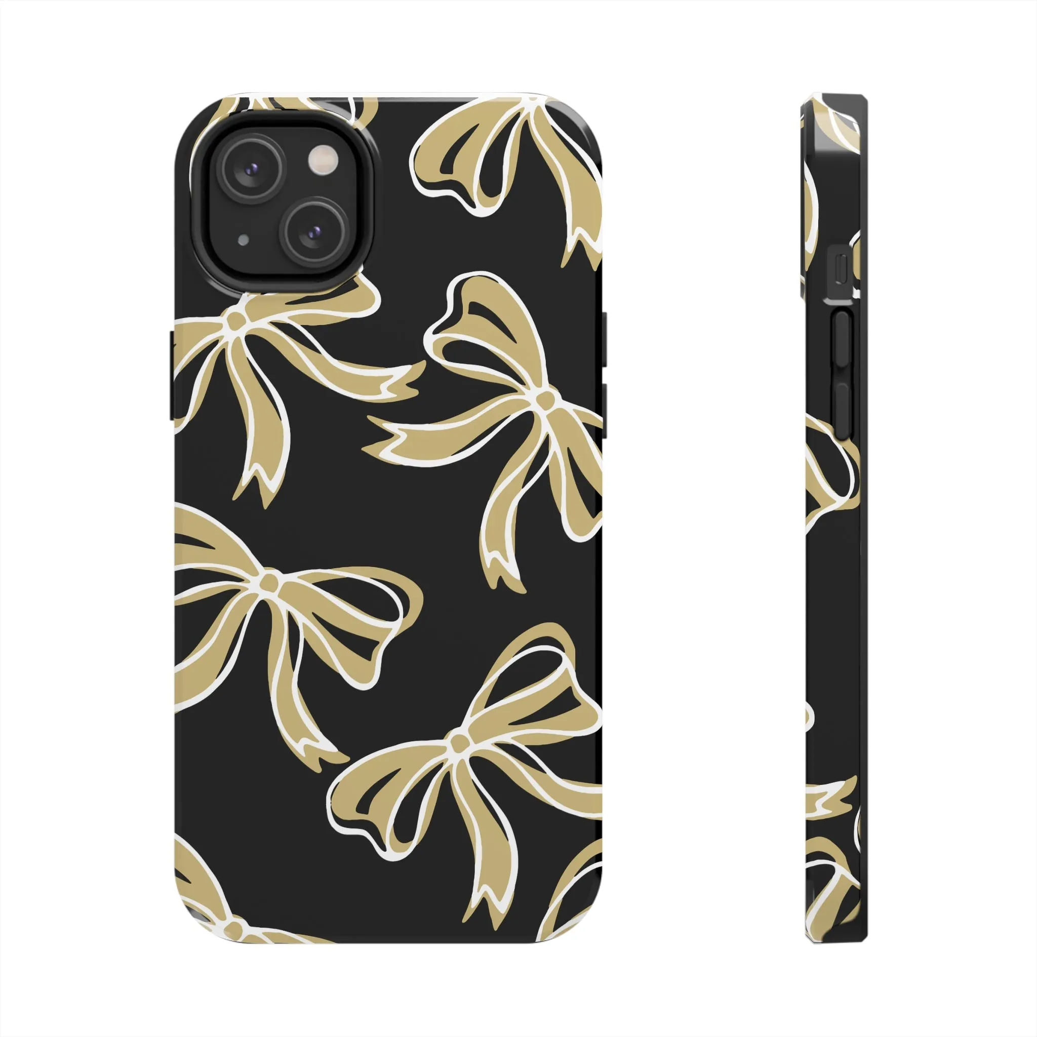 Trendy Bow Phone Case, Bed Party Bow Iphone case, Bow Phone Case, - Black and Gold, UC Boulder, UCF, Wake Forest