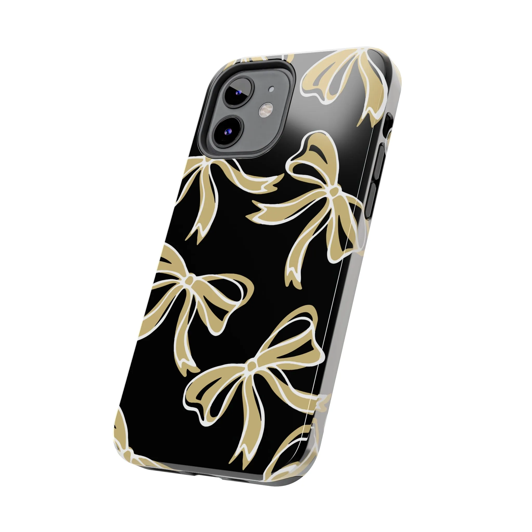 Trendy Bow Phone Case, Bed Party Bow Iphone case, Bow Phone Case, - Black and Gold, UC Boulder, UCF, Wake Forest