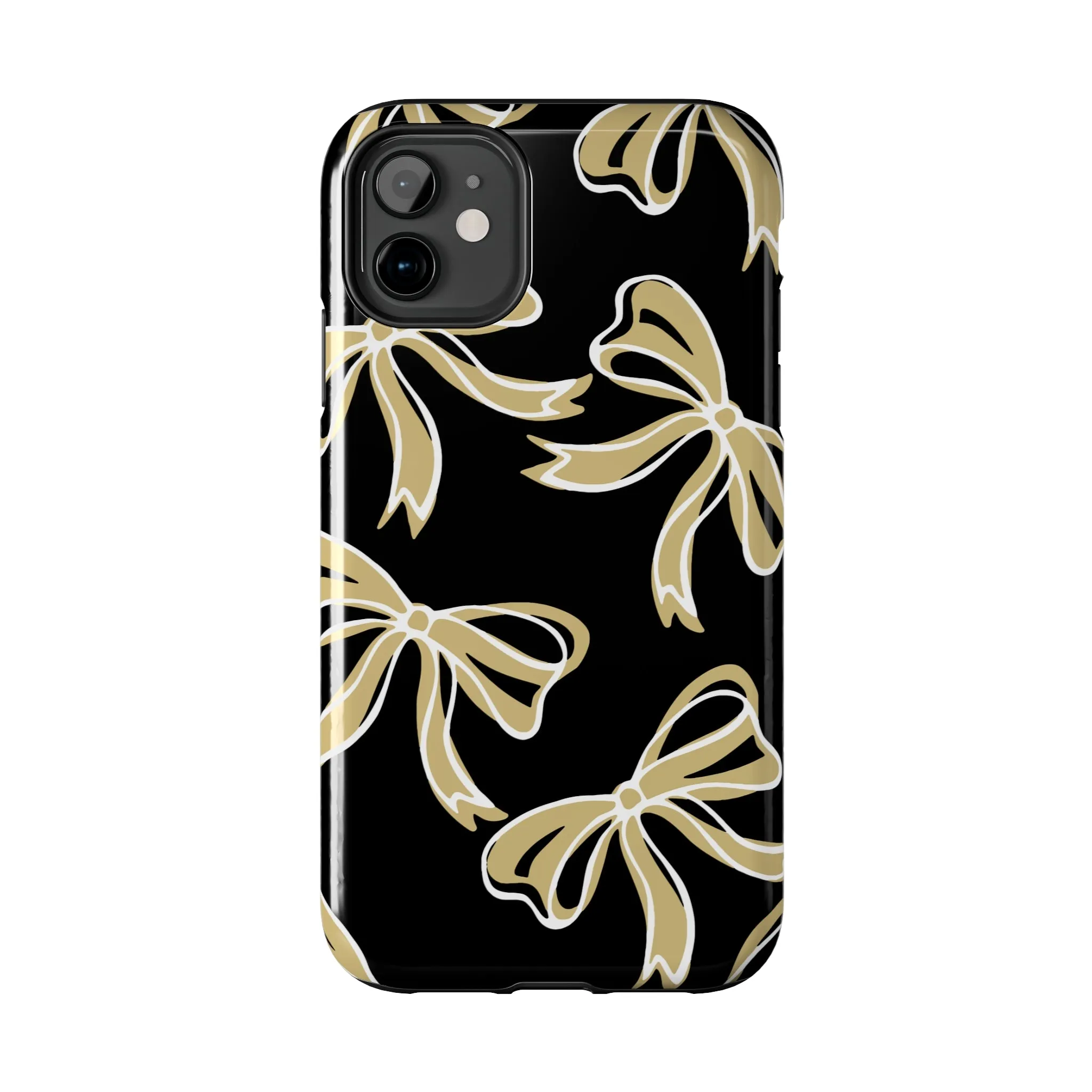 Trendy Bow Phone Case, Bed Party Bow Iphone case, Bow Phone Case, - Black and Gold, UC Boulder, UCF, Wake Forest