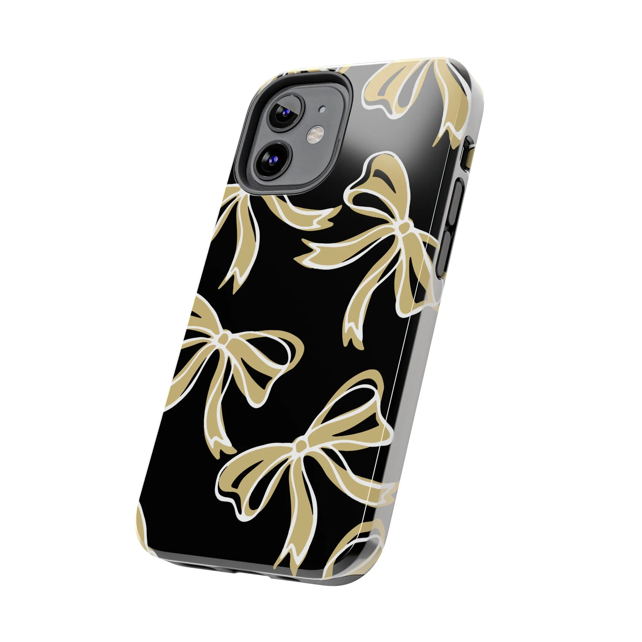 Trendy Bow Phone Case, Bed Party Bow Iphone case, Bow Phone Case, - Black and Gold, UC Boulder, UCF, Wake Forest