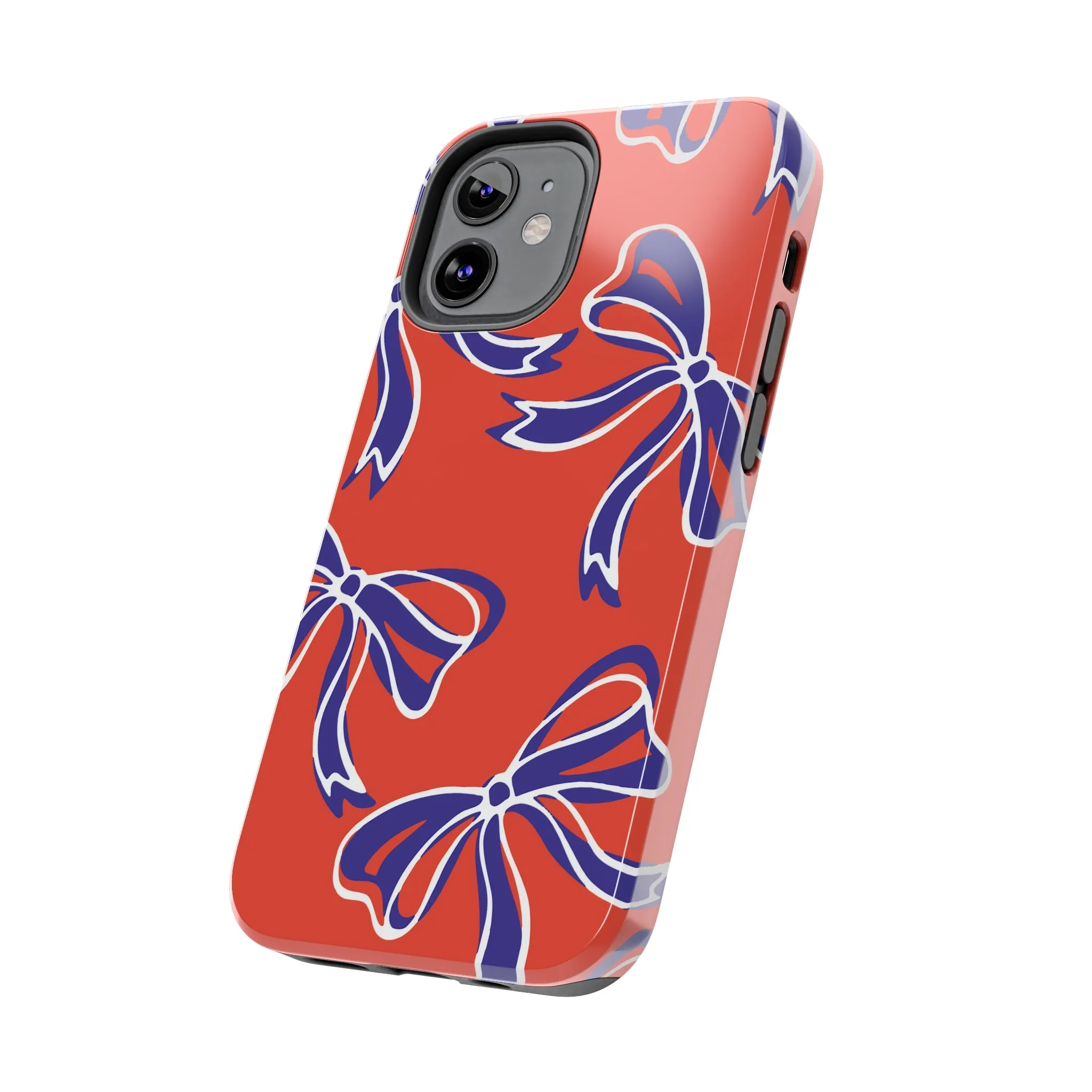 Trendy Bow Phone Case, Bed Party Bow Iphone case, Bow Phone Case, - Clemson, Purple and Orange