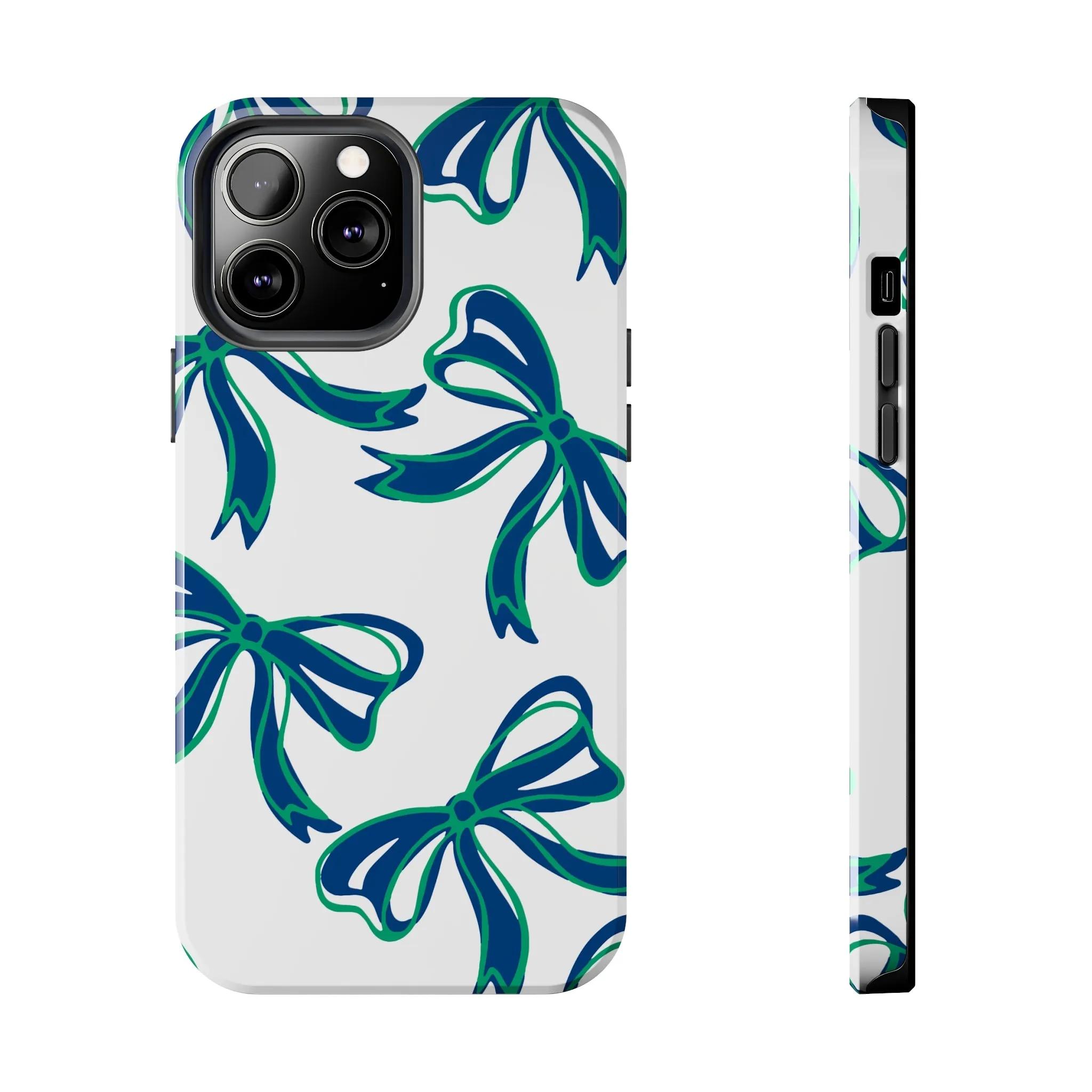 Trendy Bow Phone Case, Bed Party Bow Iphone case, Bow Phone Case, - FGCU, Blue and Green, Florida Gulf Coast