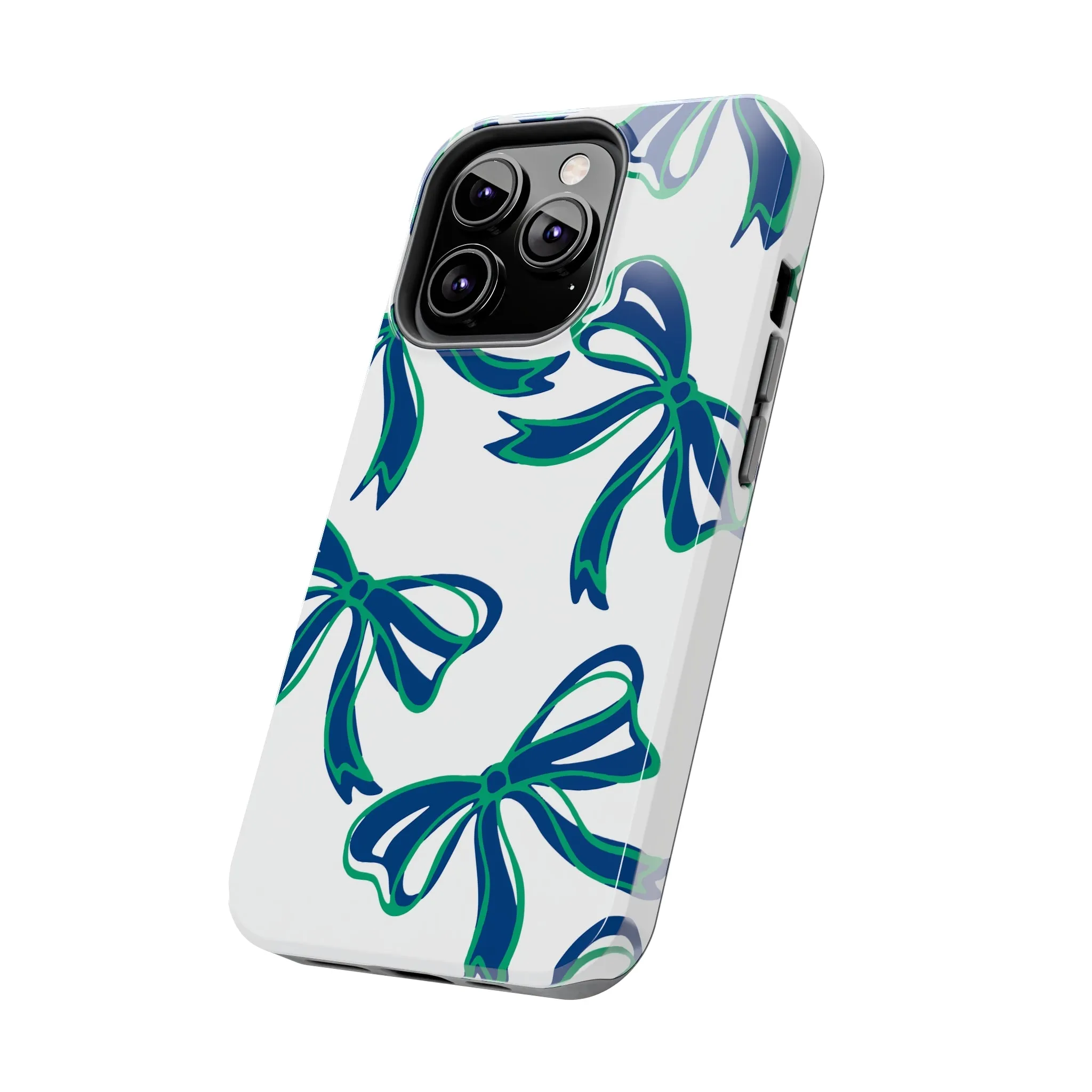 Trendy Bow Phone Case, Bed Party Bow Iphone case, Bow Phone Case, - FGCU, Blue and Green, Florida Gulf Coast