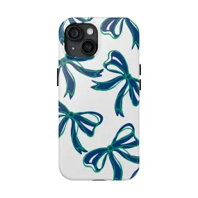 Trendy Bow Phone Case, Bed Party Bow Iphone case, Bow Phone Case, - FGCU, Blue and Green, Florida Gulf Coast