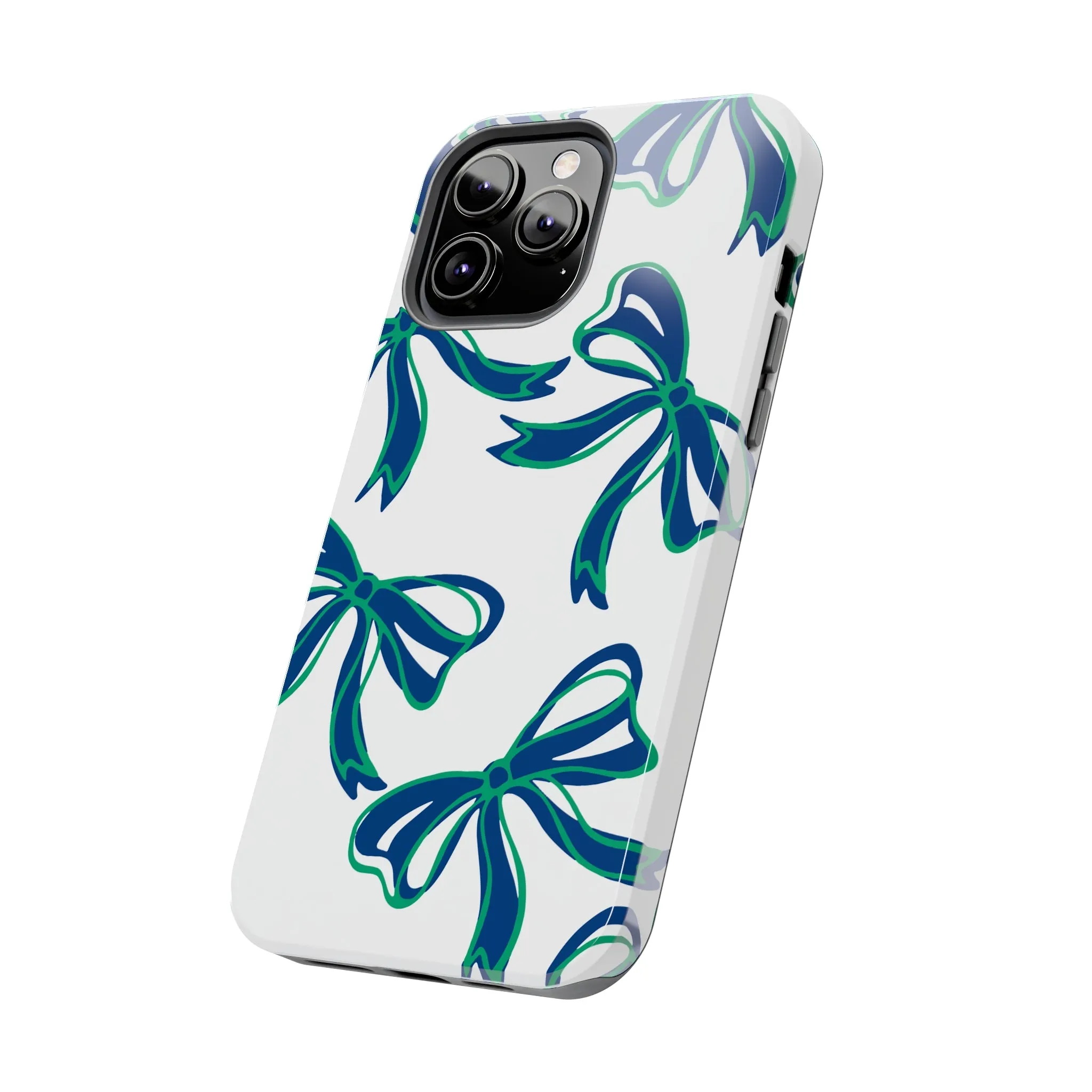 Trendy Bow Phone Case, Bed Party Bow Iphone case, Bow Phone Case, - FGCU, Blue and Green, Florida Gulf Coast