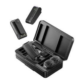 Ulanzi A100 Omnidirectional Wireless Dual TX   RX Lavalier Microphone System with 800mAh Charging Case, Max 20m Transmission Range Plug and Play for iOS and Android Devices, Smartphones