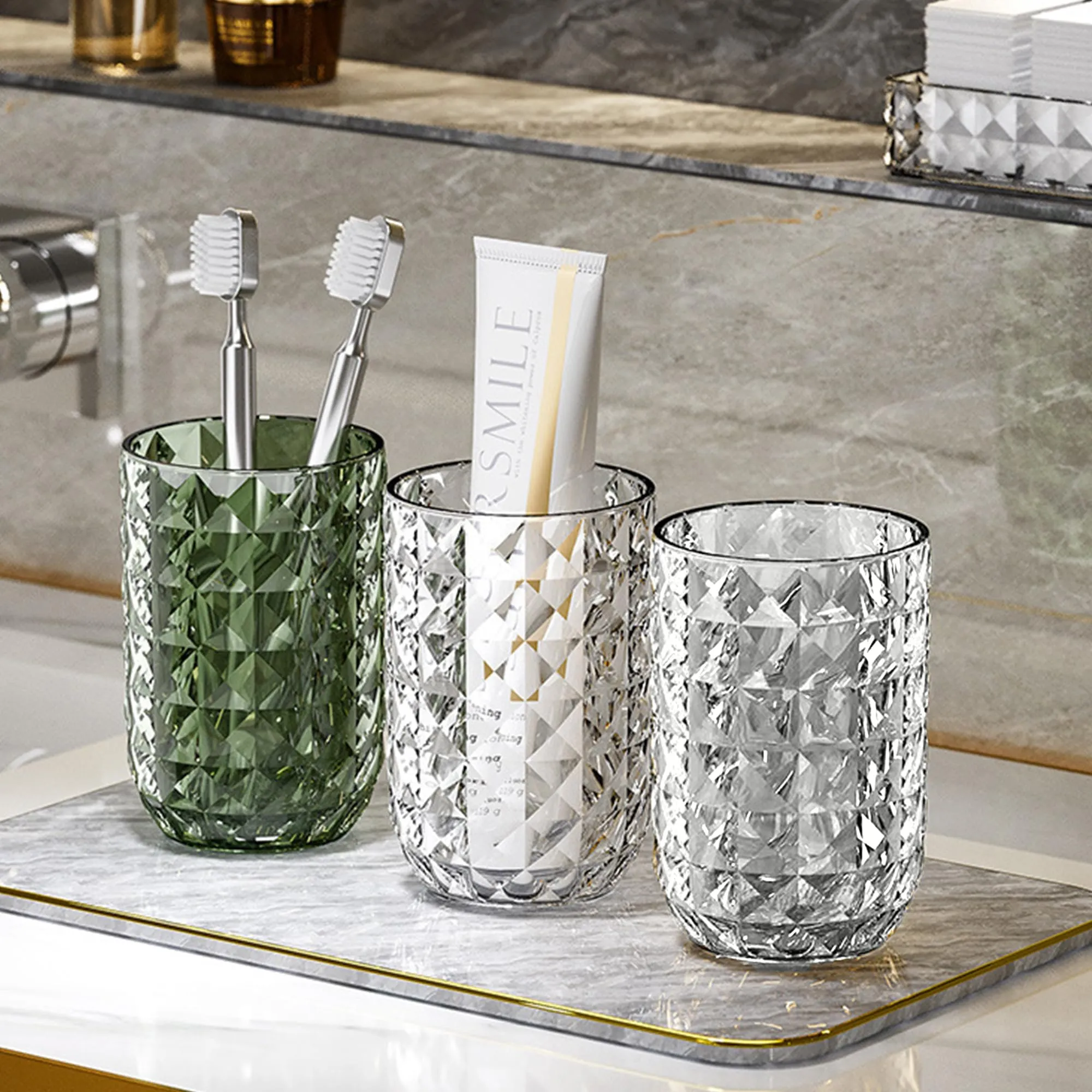 Urbane Home Toothbrush Cup Holder | for Bathroom and Travelling | Dust Proof | YM.6238T | Transparent