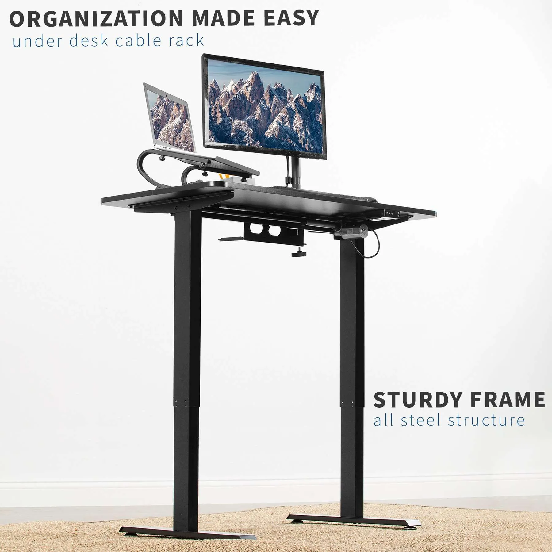 VIVO 44” x 23.6” Electric Height-Adjustable Desk, DESK-E144B/E144C/E144D/E144W