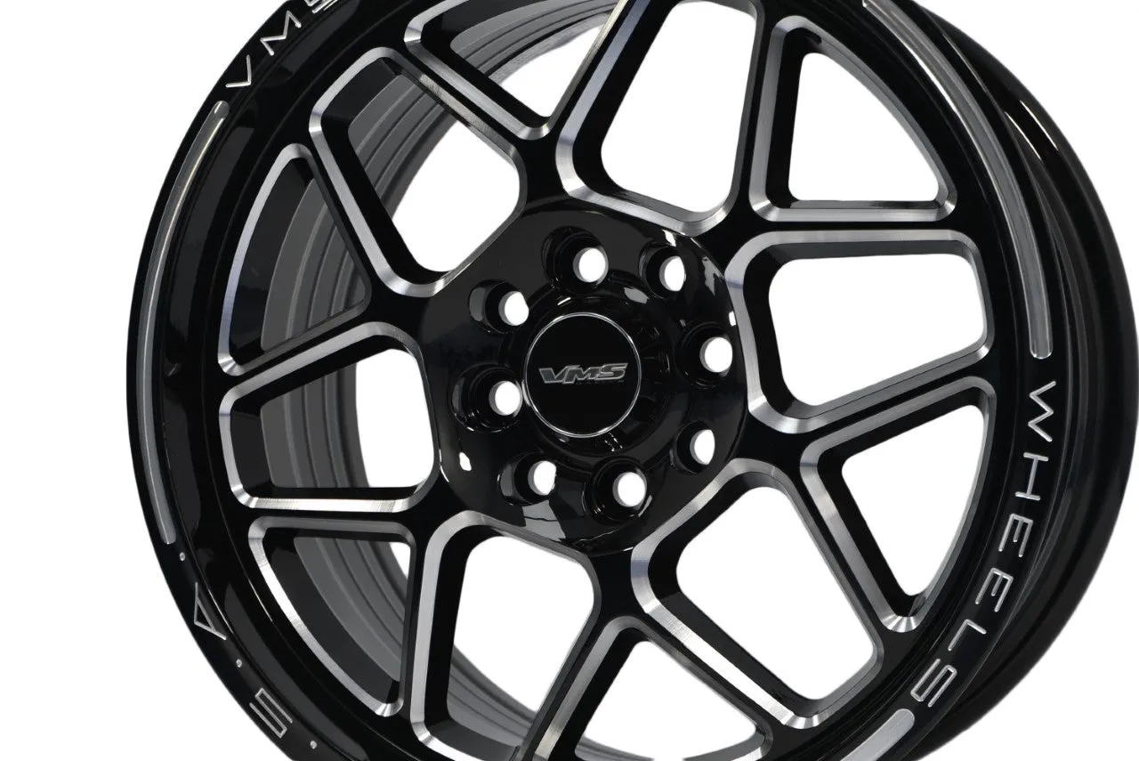 VMS Wheels Blackbird 15x7 4x100/114.3  35 Offset Gloss Black Milling - VWBB001