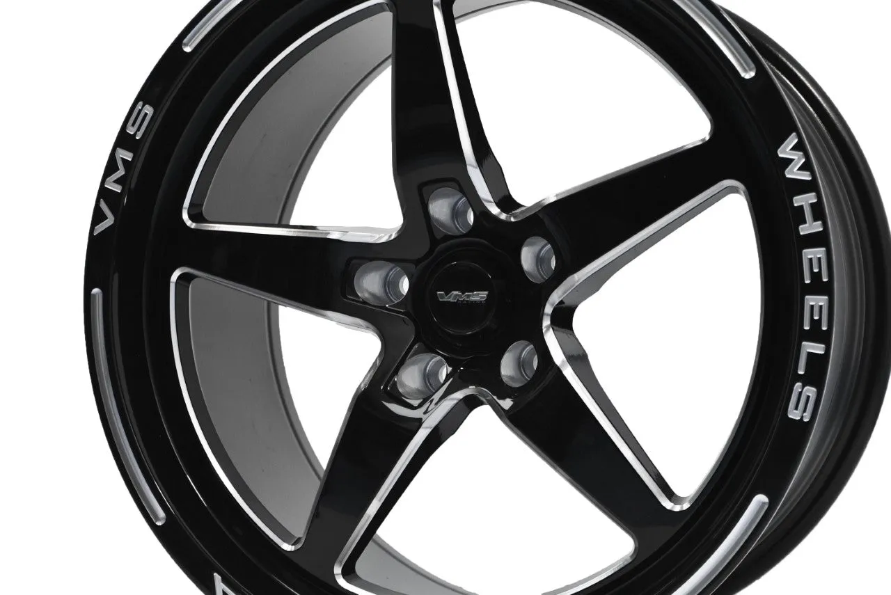 VMS Wheels Star 18x9.5 5x100  40 Offset Black Milling Finish - VWST040