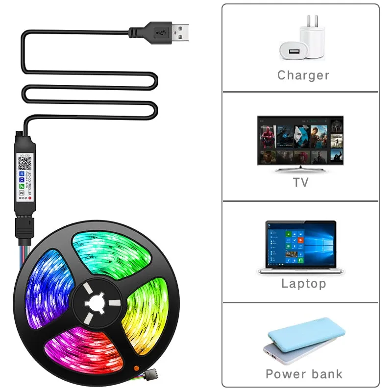 Wifi 1-30M USB Led Strip Lights RGB 5050 Bluetooth APP Control Luces Led Flexible Diode Decoration For Living Room Lamp Ribbon