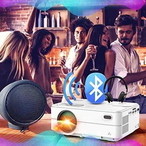 WiFi Bluetooth Projector - Artlii Enjoy 2 Mini Projector for iPhone Support Full HD 1080P and 300'' Display, 6000L Brightness, Keystone & Zoom, Outdoor Projector Compatible with TV Stick, iOS, Android