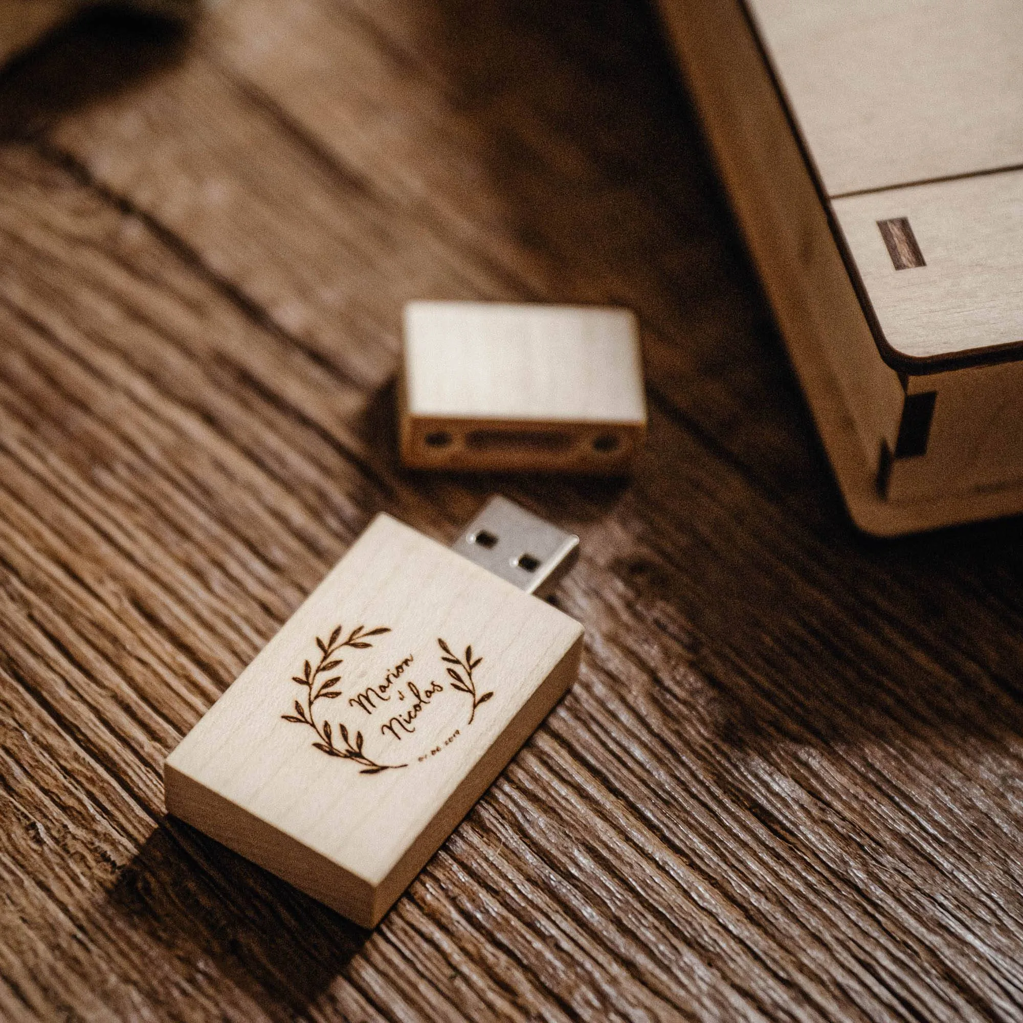 Wood Print Box and USB Drive - Preserve Moments and Gift Sentiments