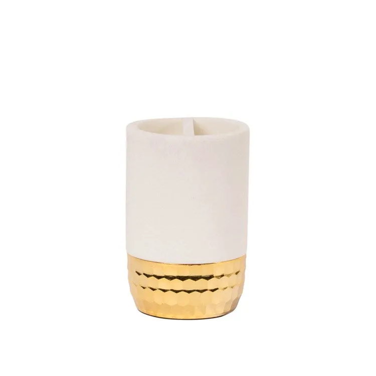 Zeus White/Gold Toothbrush Holder 1pc